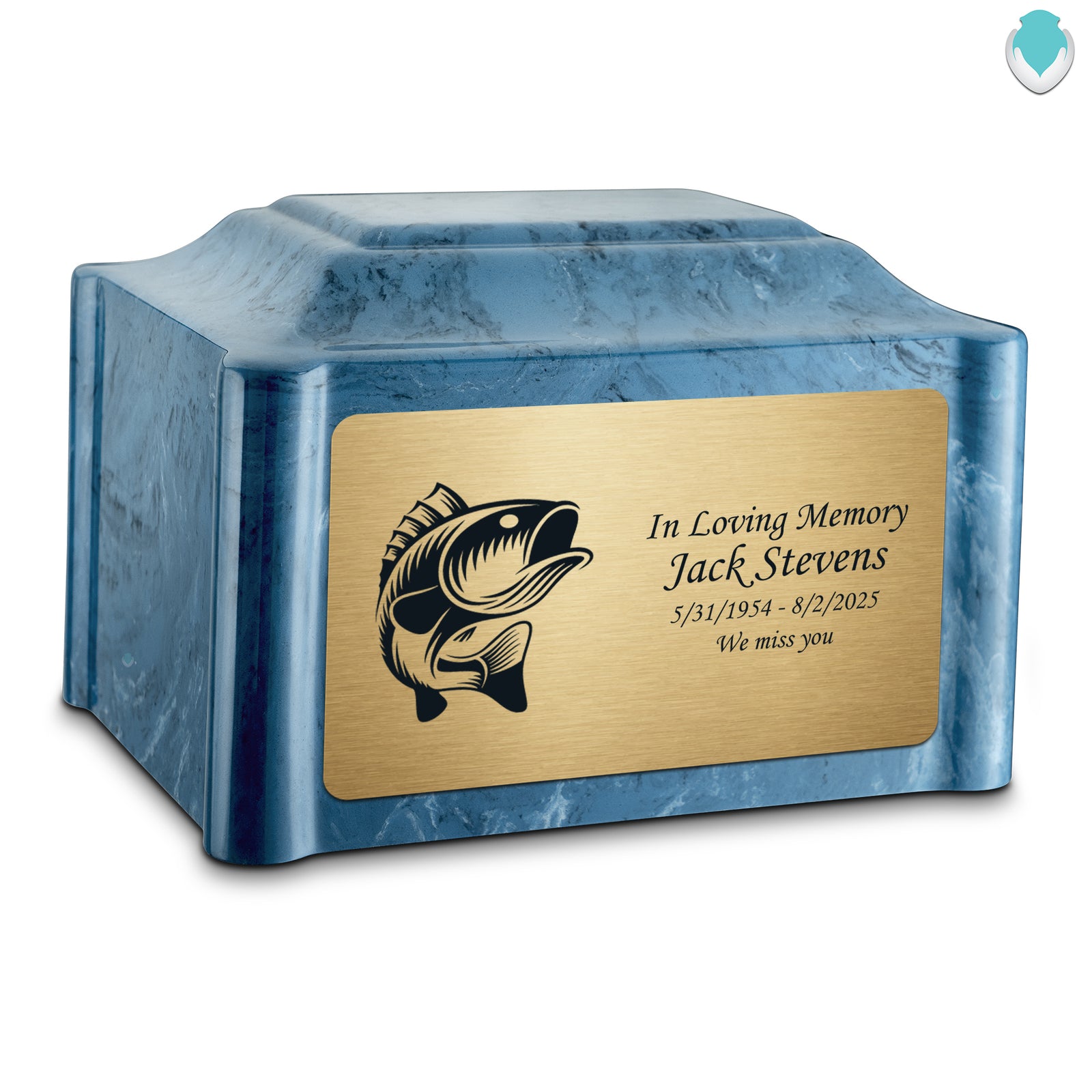 Adult Devotion Fishing Twilight Blue Cultured Marble Urns for Ashes