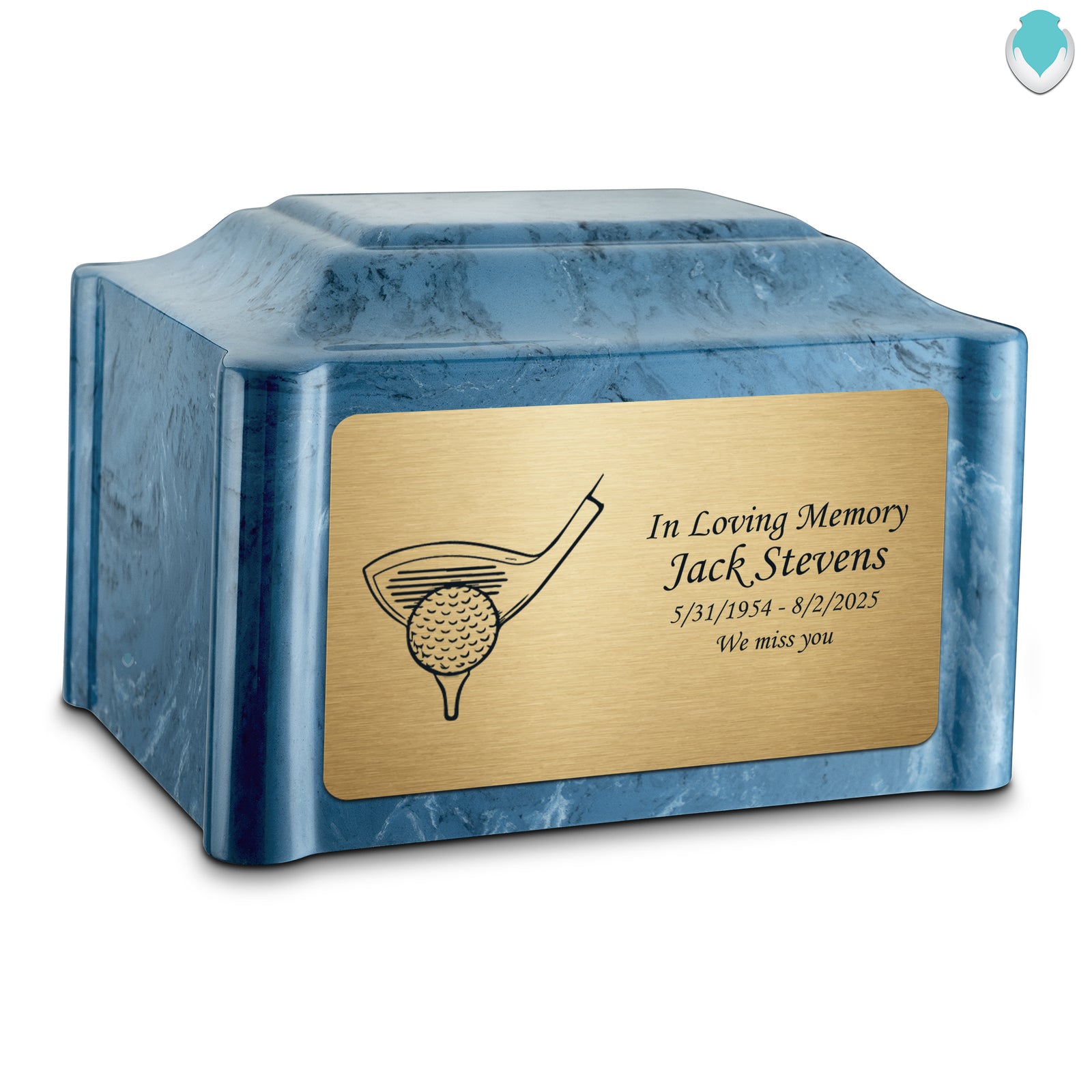 Adult Devotion Golf Twilight Blue Cultured Marble Urns for Ashes