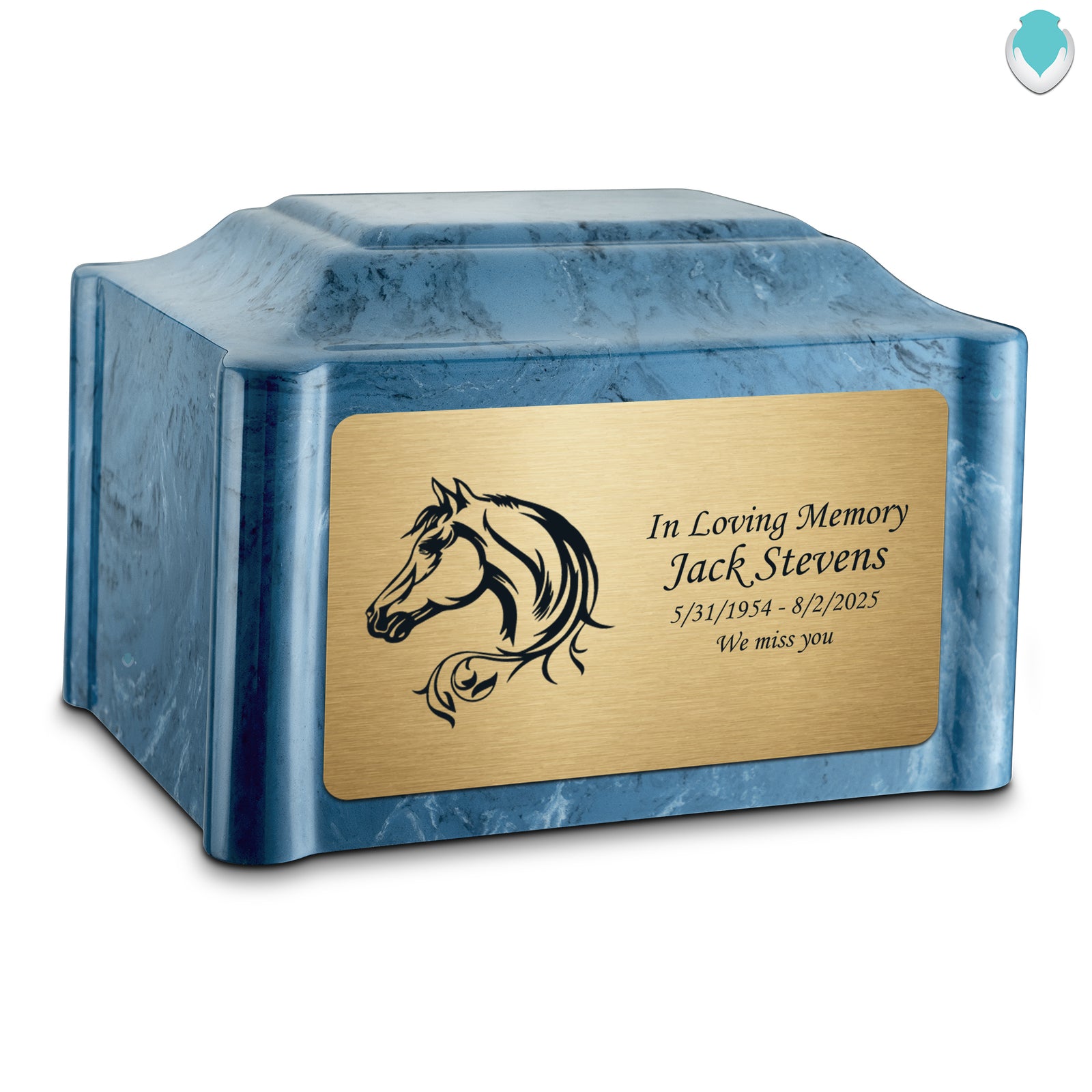 Adult Devotion Horse Twilight Blue Cultured Marble Urns for Ashes