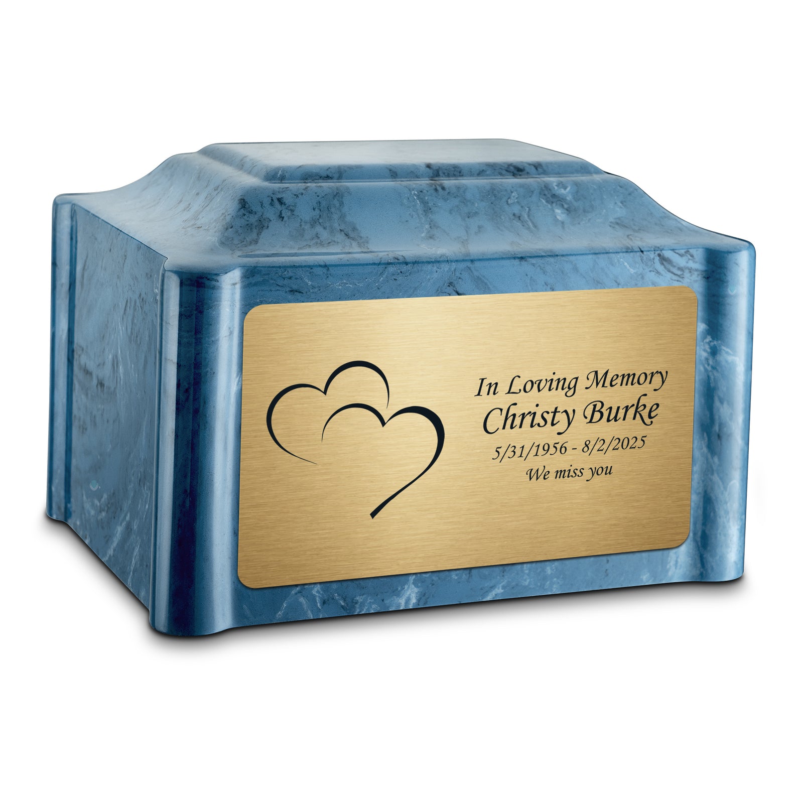 Adult Devotion Hearts Twilight Blue Cultured Marble Urns for Ashes