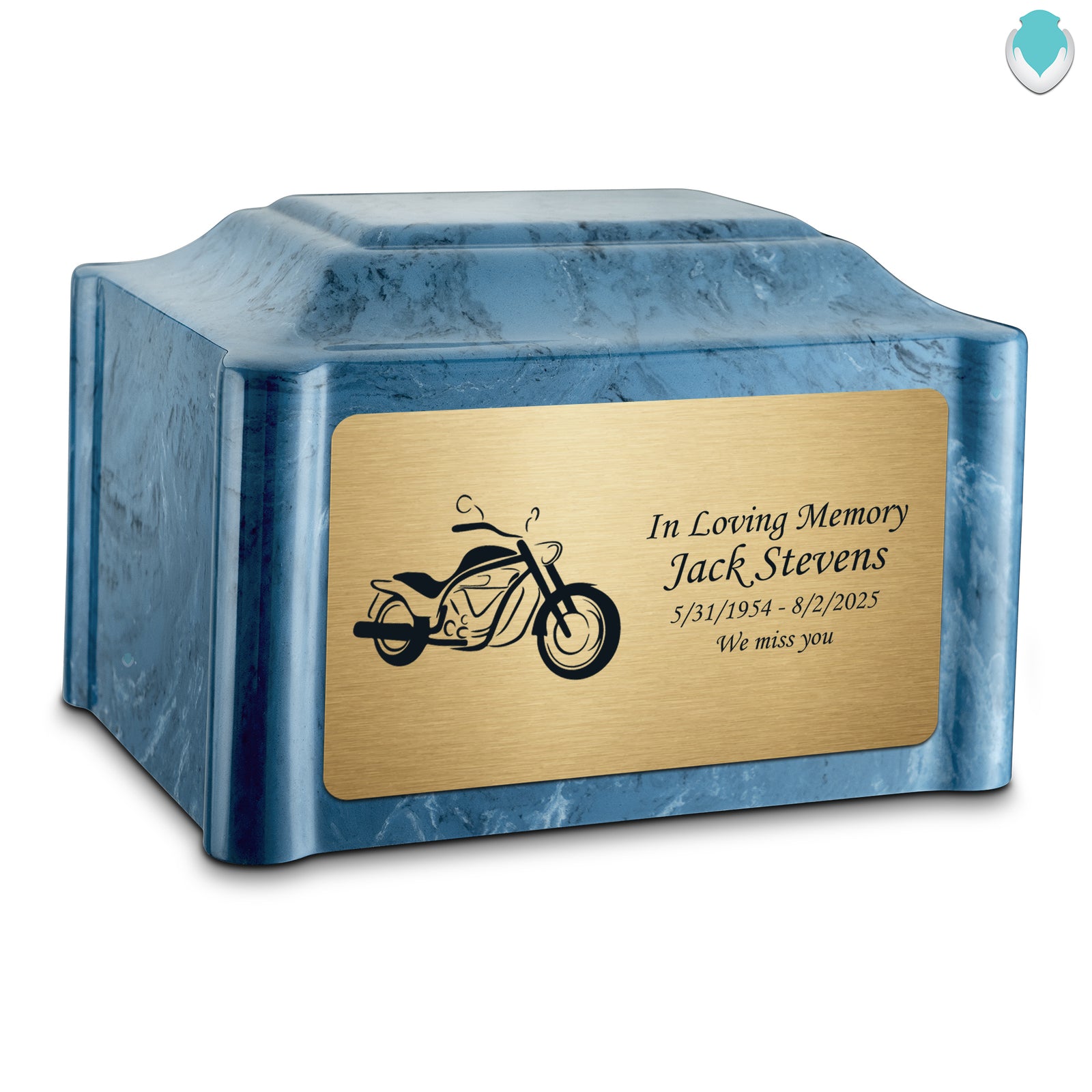 Adult Devotion Motorcycle Twilight Blue Cultured Marble Urns for Ashes