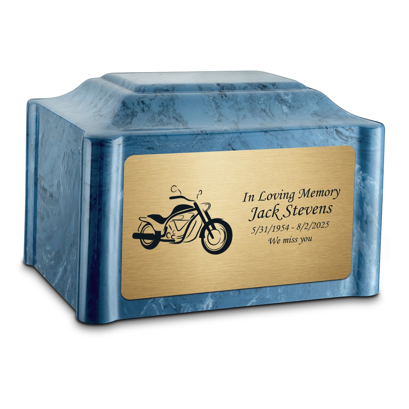 Adult Devotion Motorcycle Twilight Blue Cultured Marble Urns for Ashes