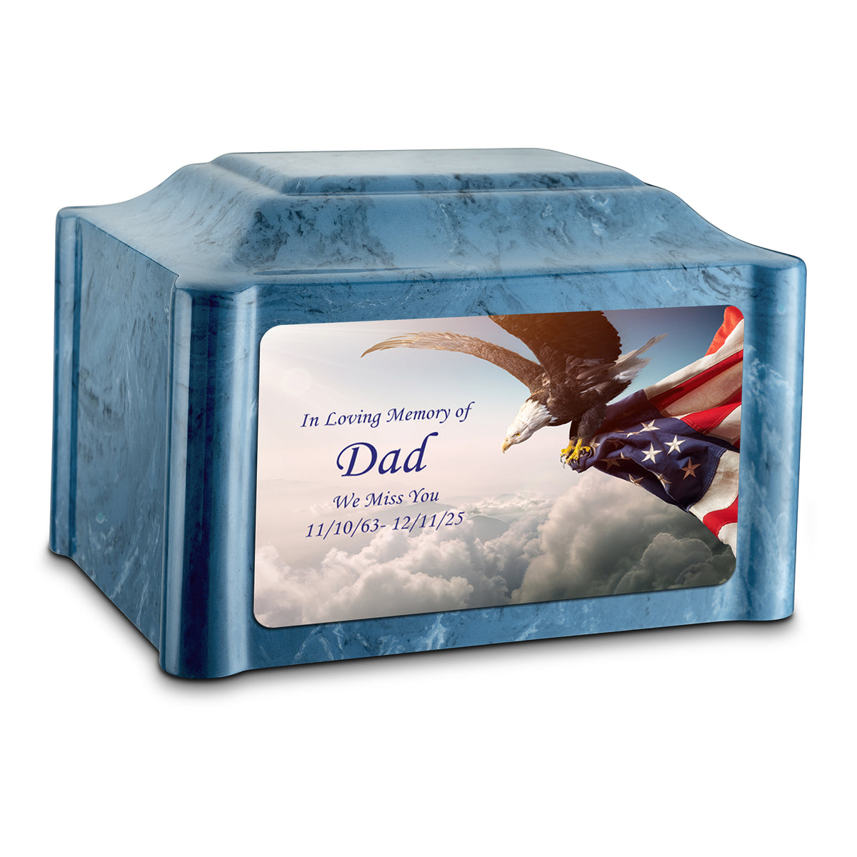 Adult Devotion Custom Printed American Eagle Cultured Marble Urns for Ashes