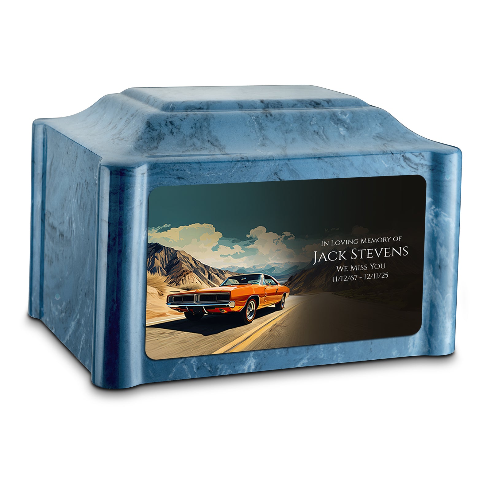 Adult Devotion Custom Printed Classic Car Cultured Marble Urns for Ashes