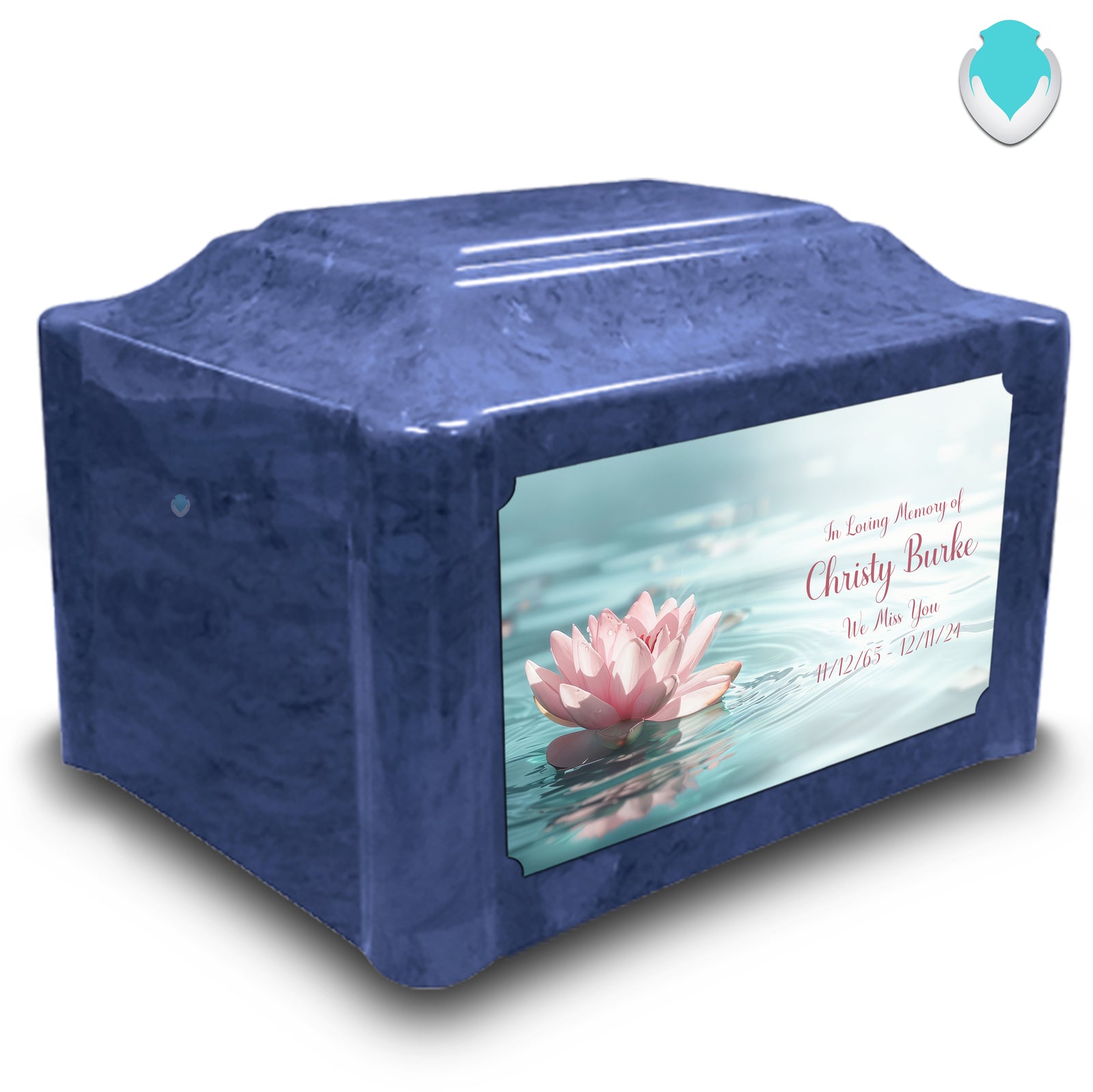 Adult Devotion Custom Printed Lotus Flower Cultured Marble Urns for Ashes