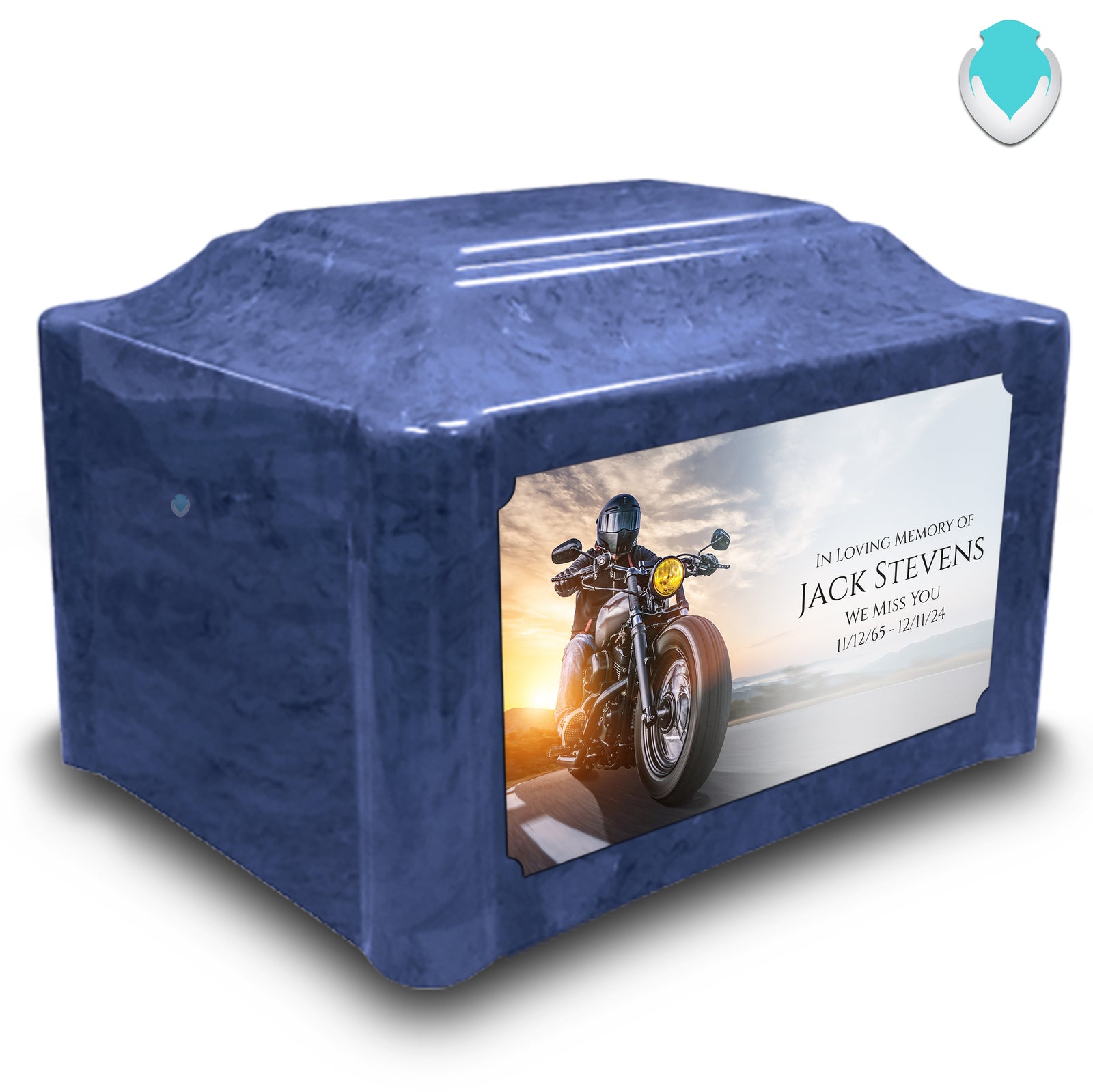 Adult Devotion Custom Printed Motorcycle Cultured Marble Urns for Ashes