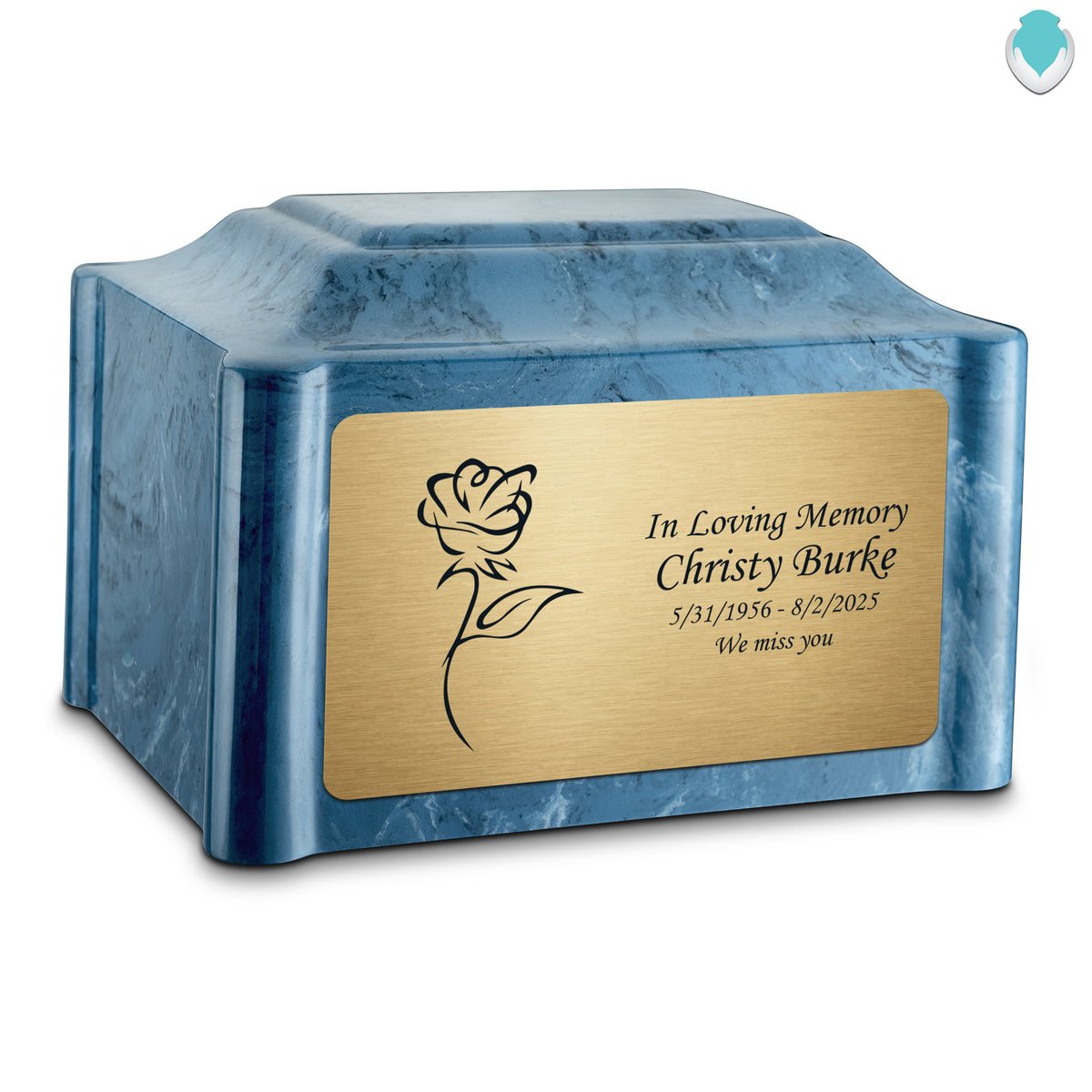 Adult Devotion Rose Twilight Blue Cultured Marble Urns for Ashes