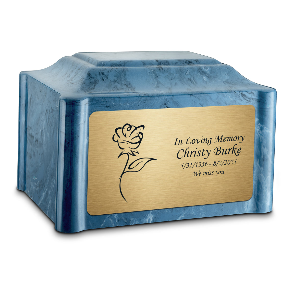 Adult Devotion Rose Twilight Blue Cultured Marble Urns for Ashes