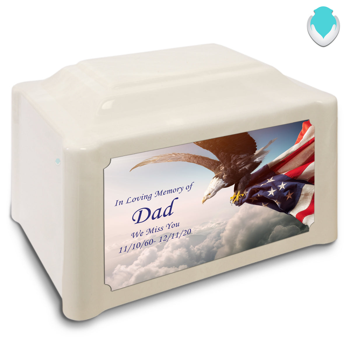 Adult Devotion Custom Printed American Eagle Cultured Marble Urns for Ashes
