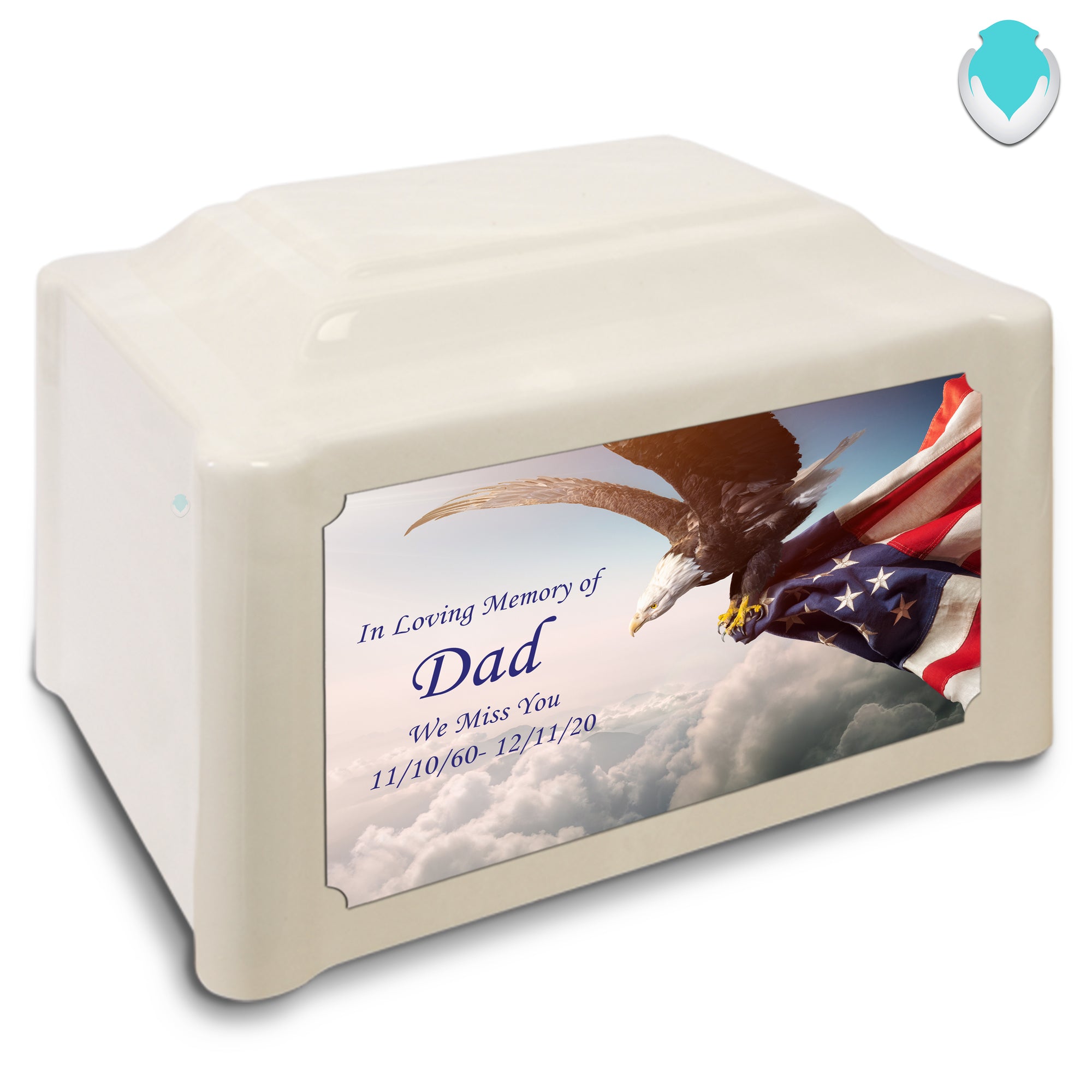 Adult Devotion Custom Printed American Eagle Cultured Marble Urns for Ashes