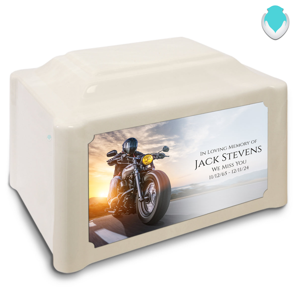 Adult Devotion Custom Printed Motorcycle Cultured Marble Urns for Ashes