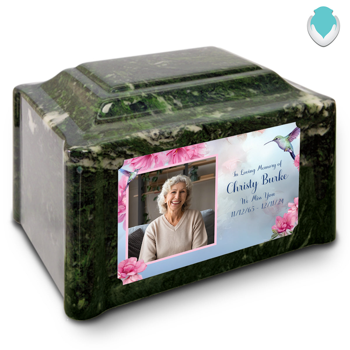 Adult Devotion Custom Printed Photo Hummingbird Cultured Marble Urn for Ashes