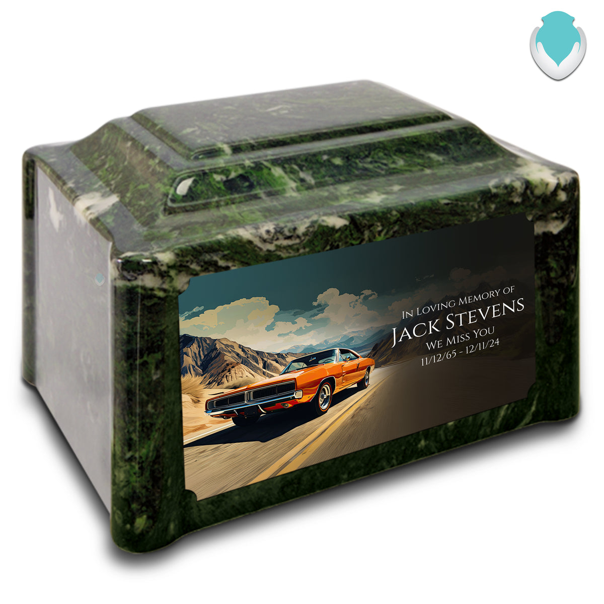 Adult Devotion Custom Printed Classic Car Cultured Marble Urns for Ashes
