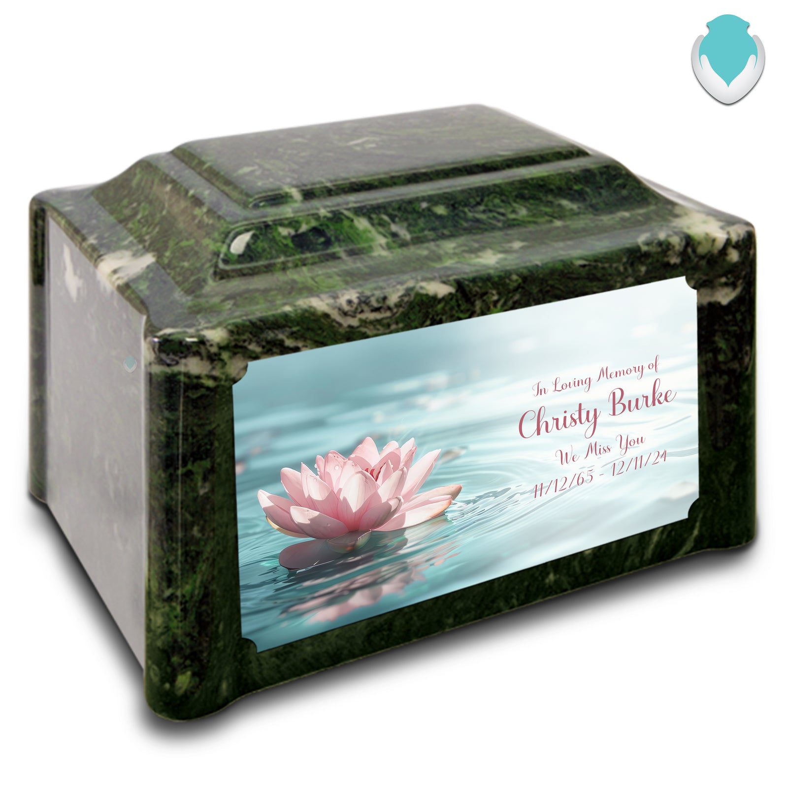 Adult Devotion Custom Printed Lotus Flower Cultured Marble Urns for Ashes