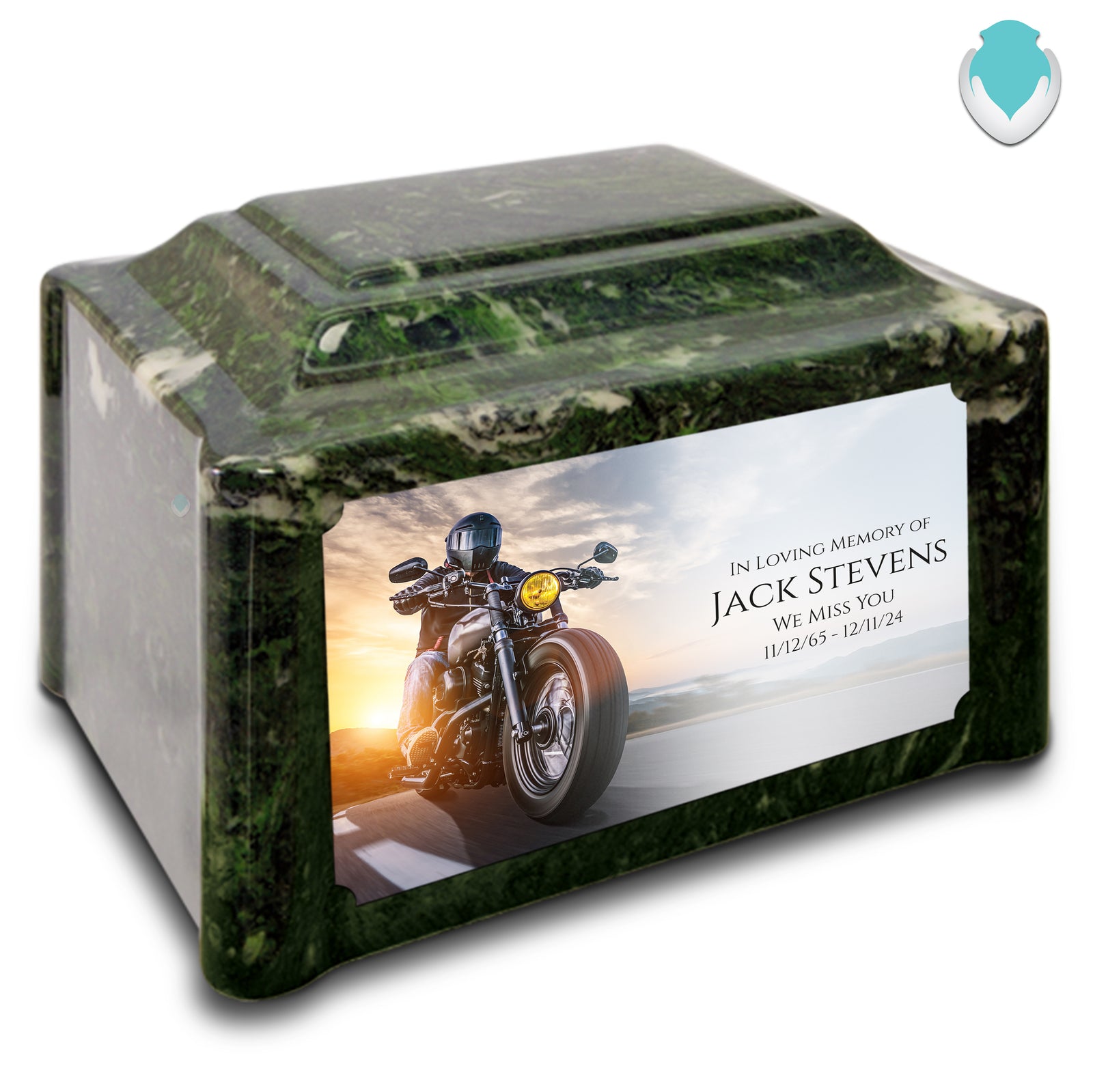 Adult Devotion Custom Printed Motorcycle Cultured Marble Urns for Ashes