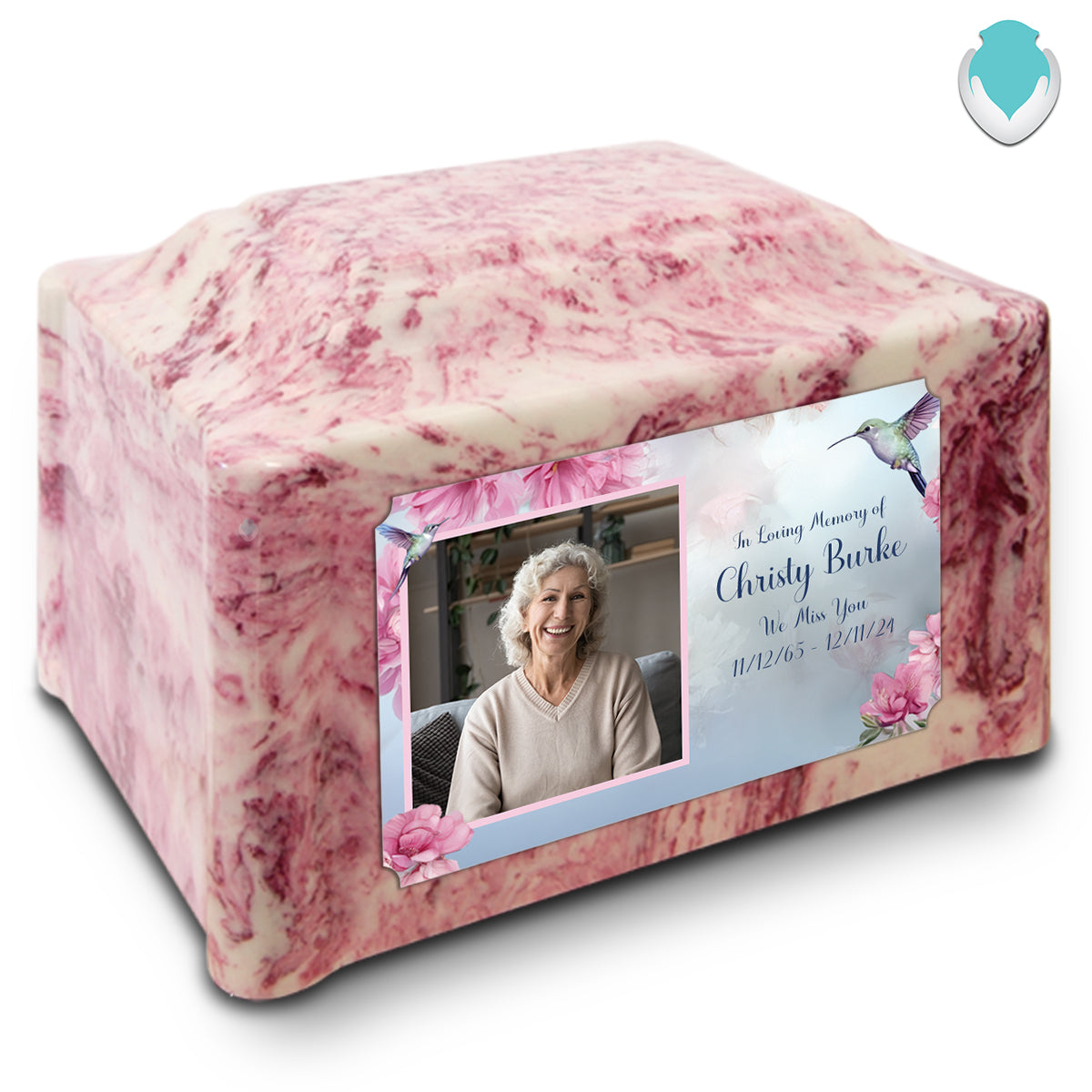 Adult Devotion Custom Printed Photo Hummingbird Cultured Marble Urn for Ashes