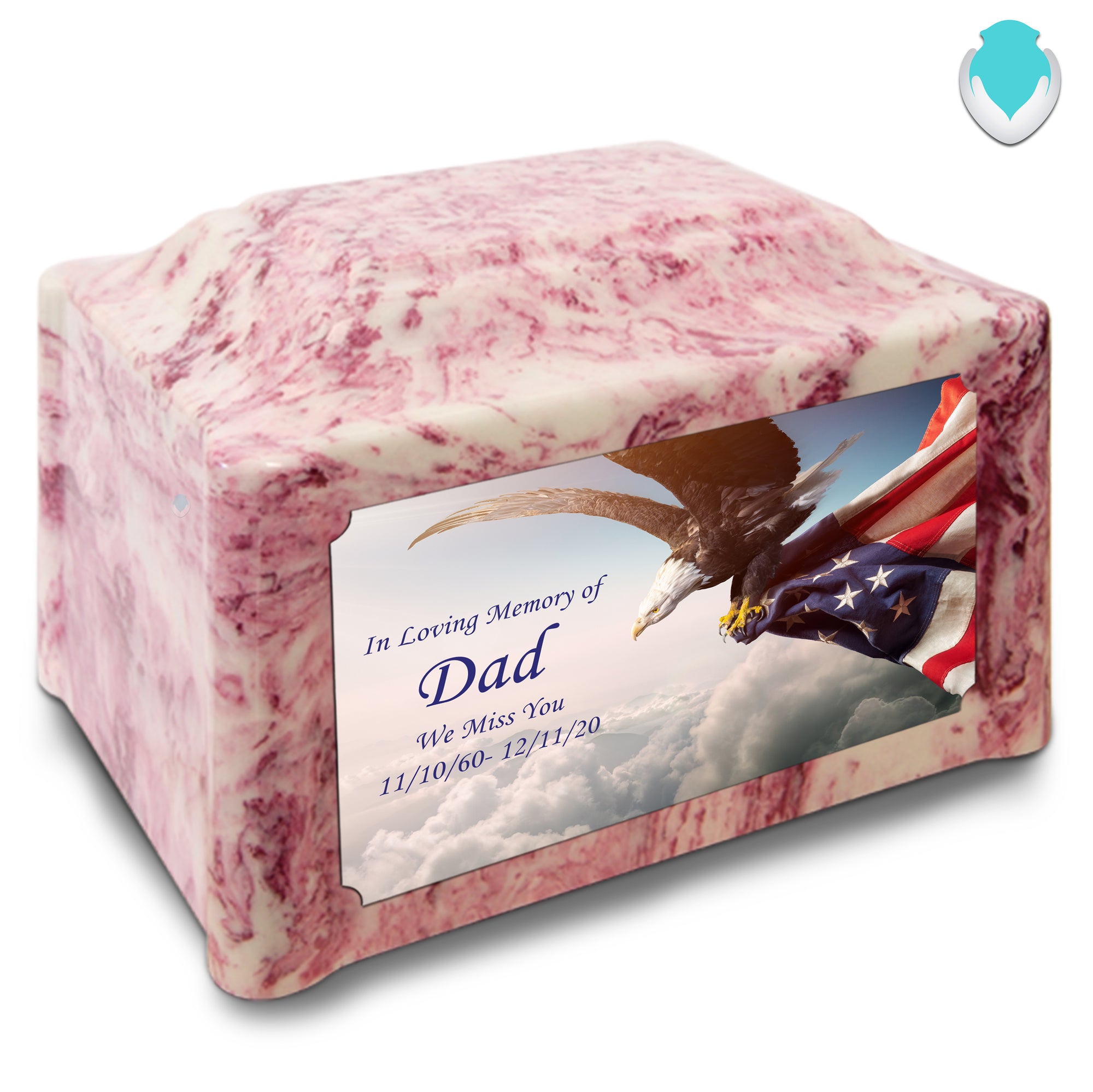 Adult Devotion Custom Printed American Eagle Cultured Marble Urns for Ashes