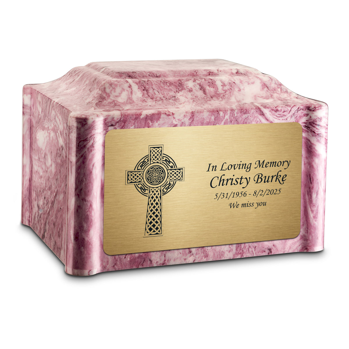 Adult Devotion Celtic Cross Wild Rose Cultured Marble Urns for Ashes