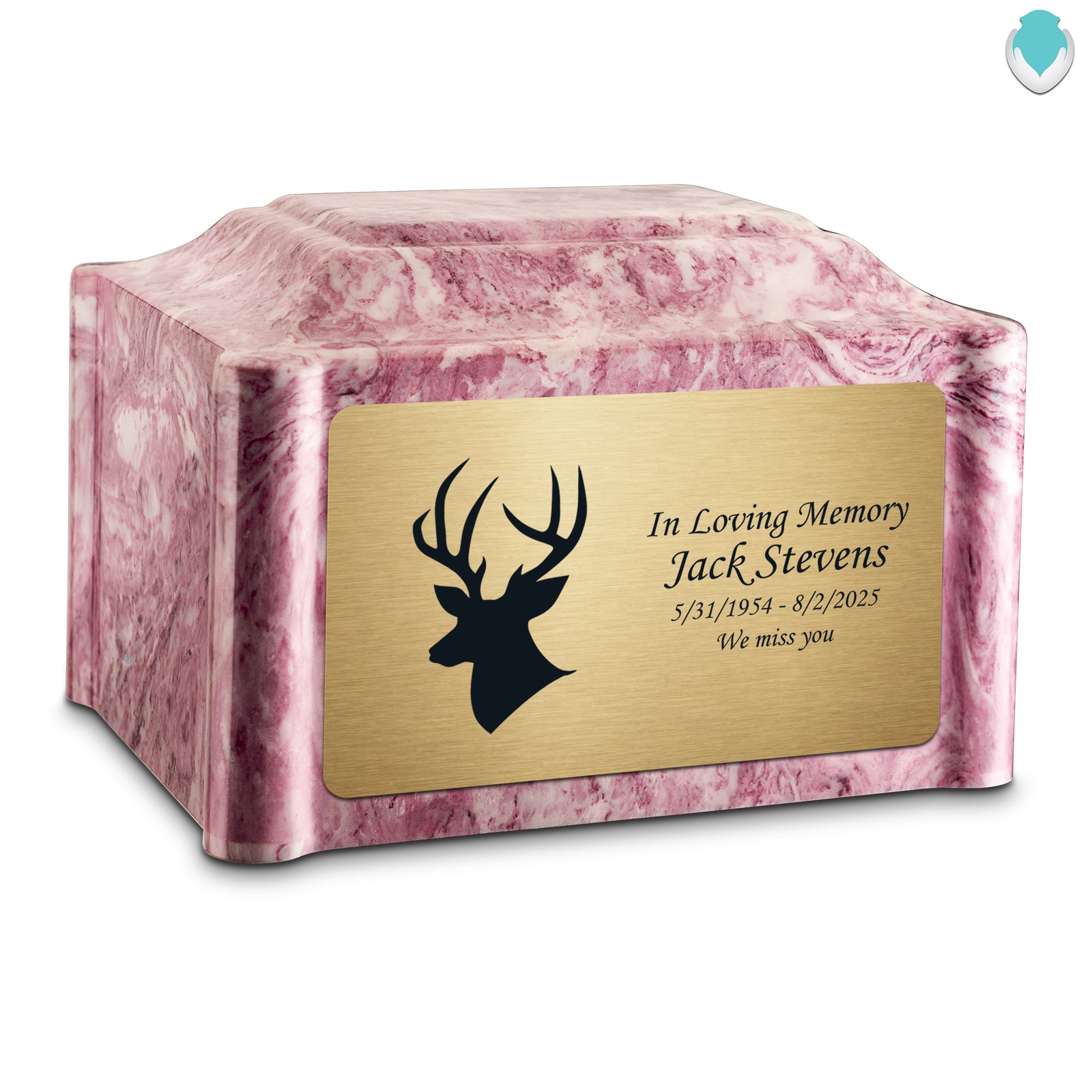 Adult Devotion Deer Wild Rose Cultured Marble Urns for Ashes