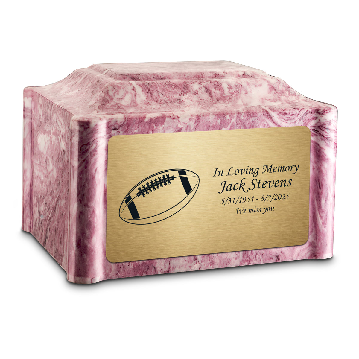 Adult Devotion Football Wild Rose Cultured Marble Urns for Ashes