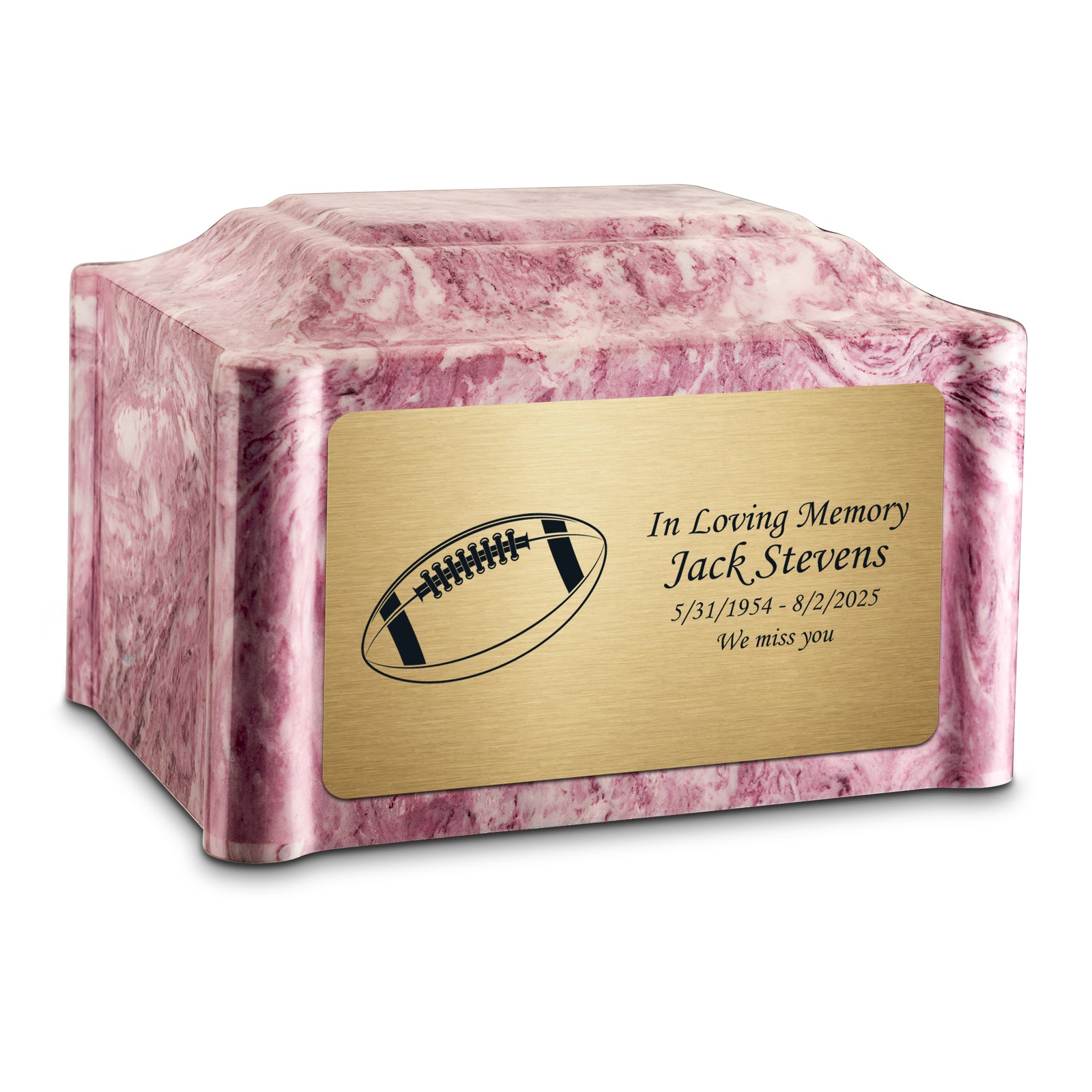Adult Devotion Football Wild Rose Cultured Marble Urns for Ashes