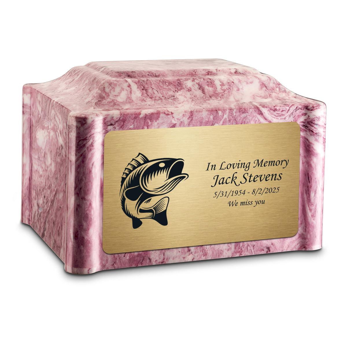 Adult Devotion Fishing Wild Rose Cultured Marble Urns for Ashes