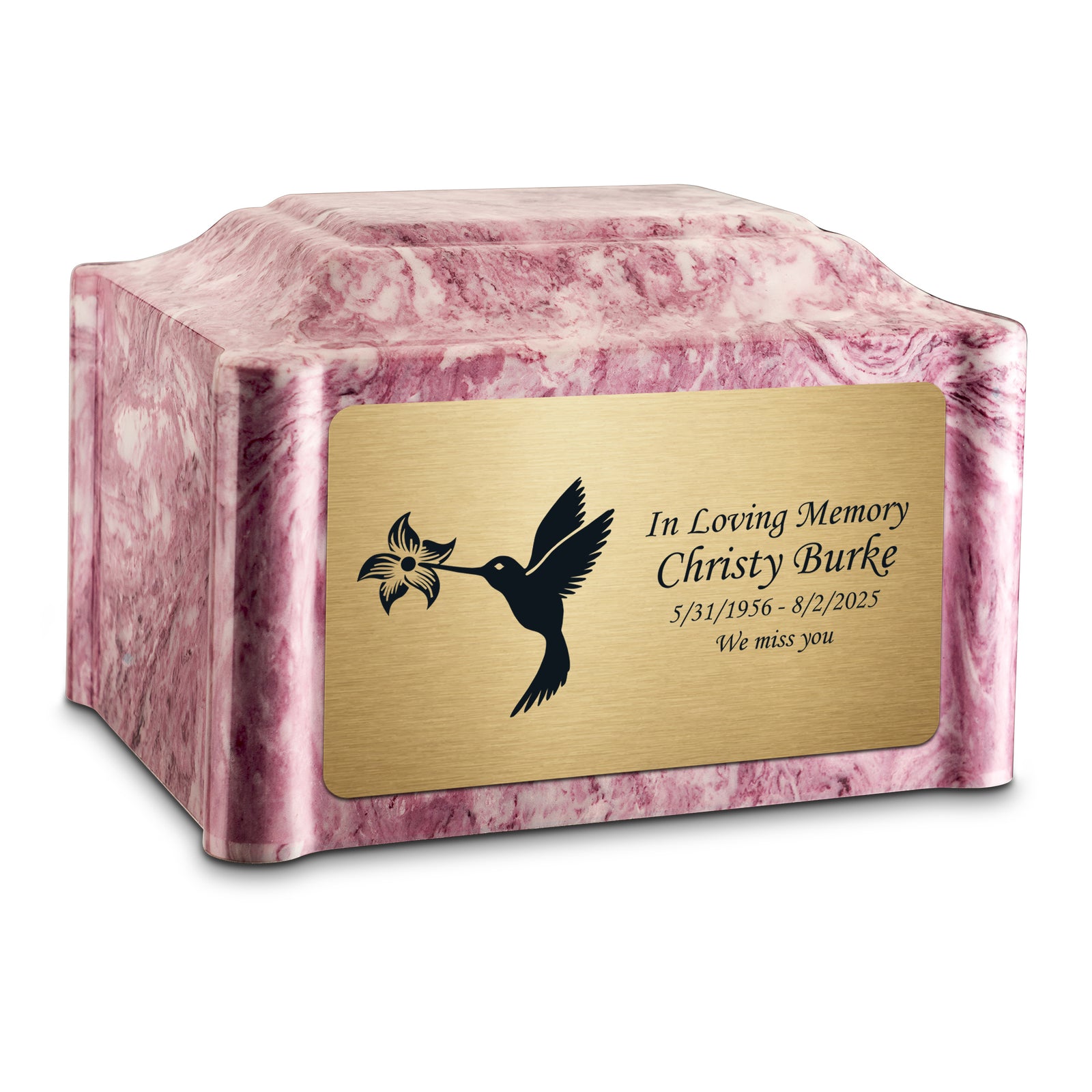 Adult Devotion Hummingbird Wild Rose Cultured Marble Urns for Ashes