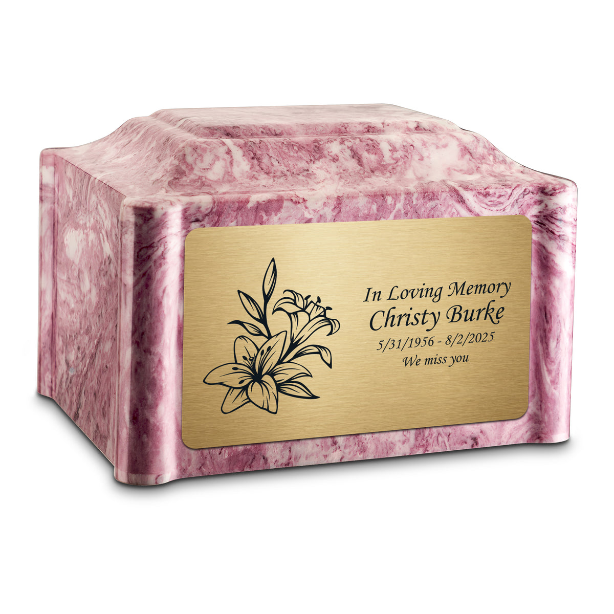 Adult Devotion Lily Wild Rose Cultured Marble Urns for Ashes