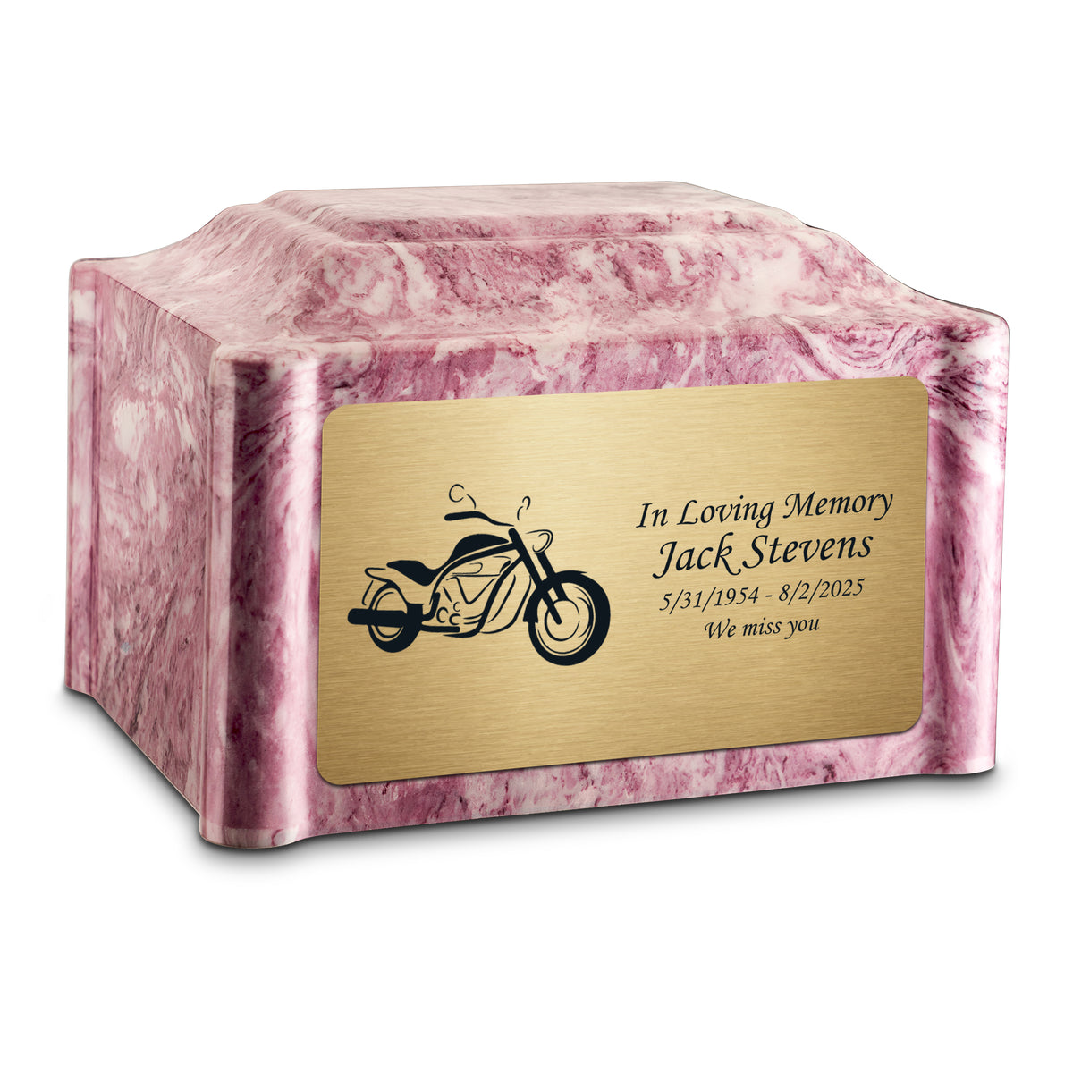 Adult Devotion Motorcycle Wild Rose Cultured Marble Urns for Ashes