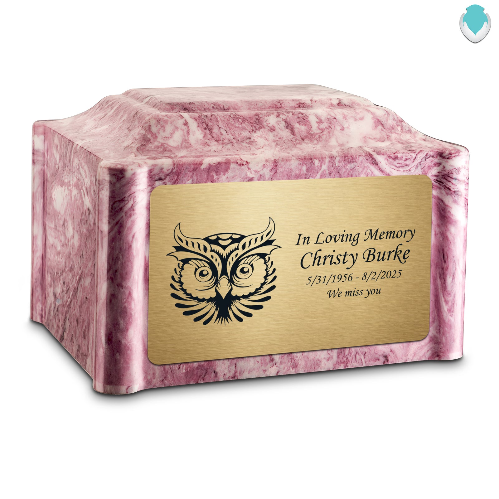 Adult Devotion Owl Wild Rose Cultured Marble Urns for Ashes
