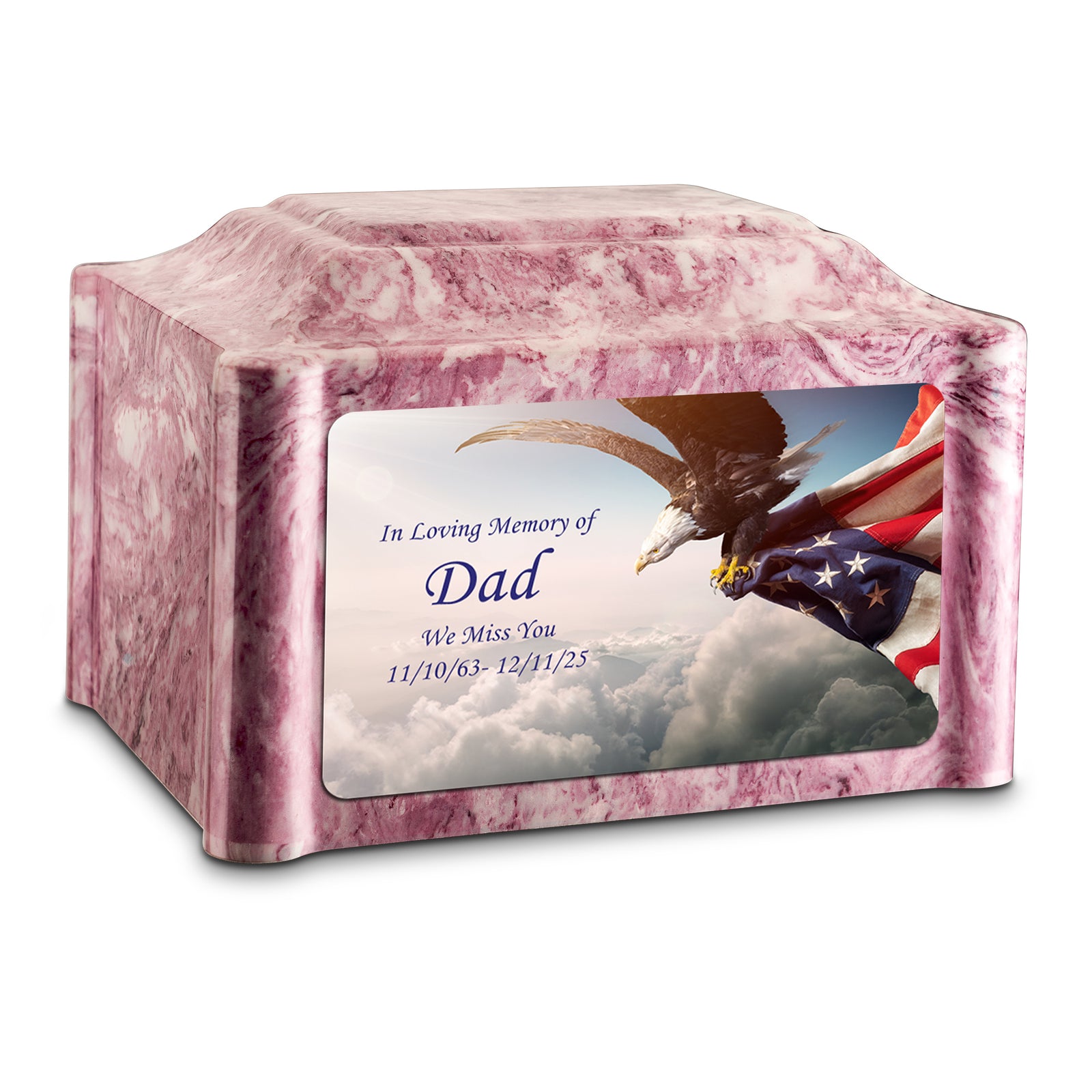 Adult Devotion Custom Printed American Eagle Cultured Marble Urns for Ashes
