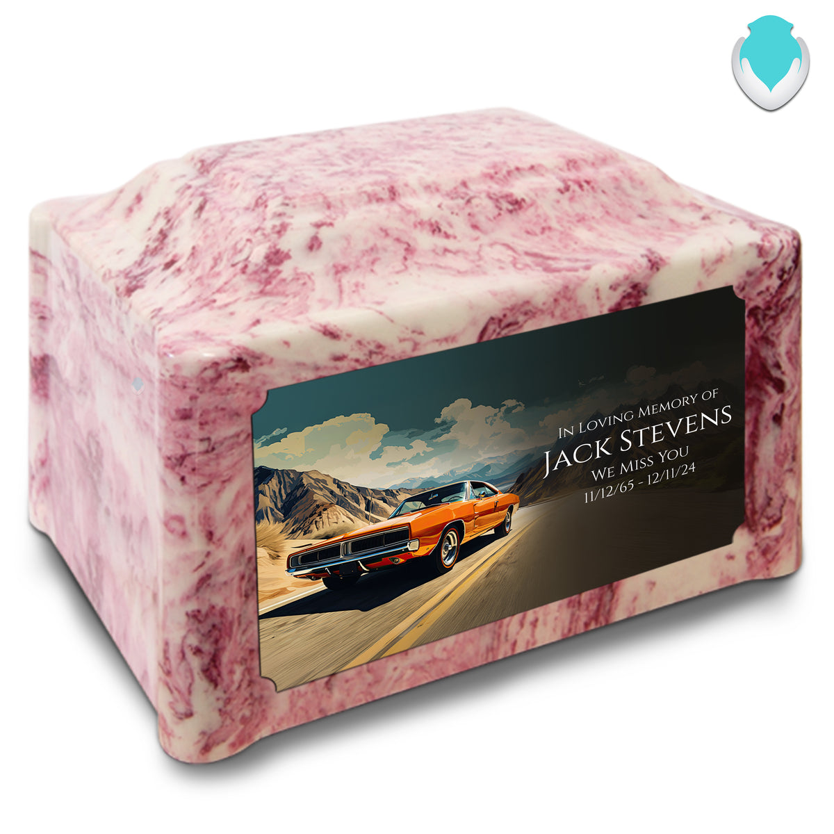 Adult Devotion Custom Printed Classic Car Cultured Marble Urns for Ashes
