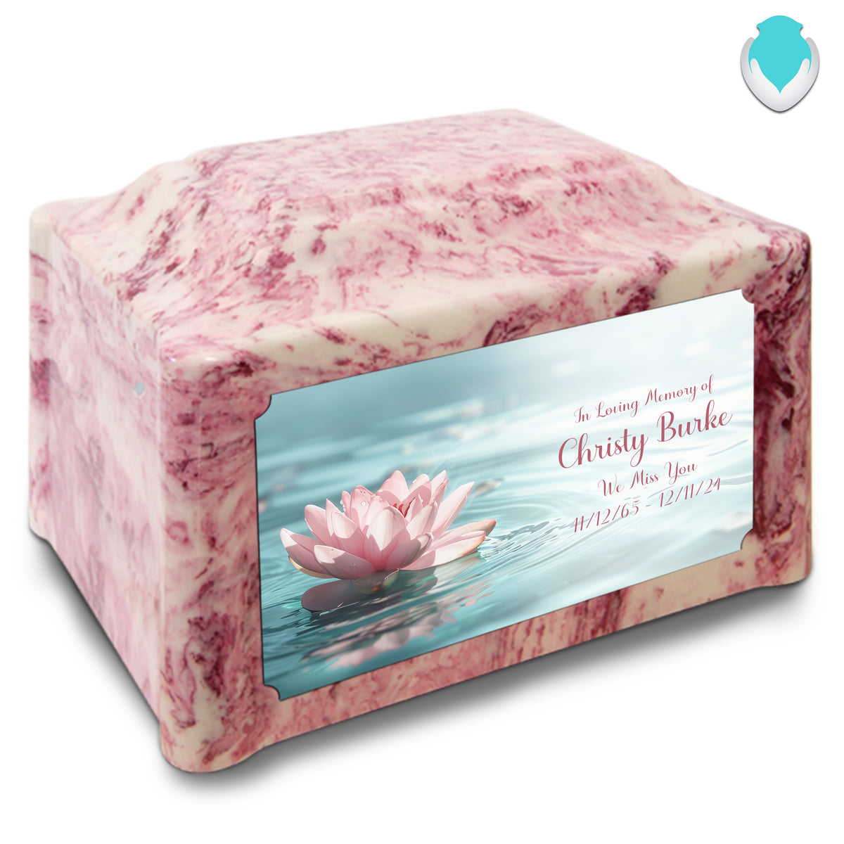Adult Devotion Custom Printed Lotus Flower Cultured Marble Urns for Ashes