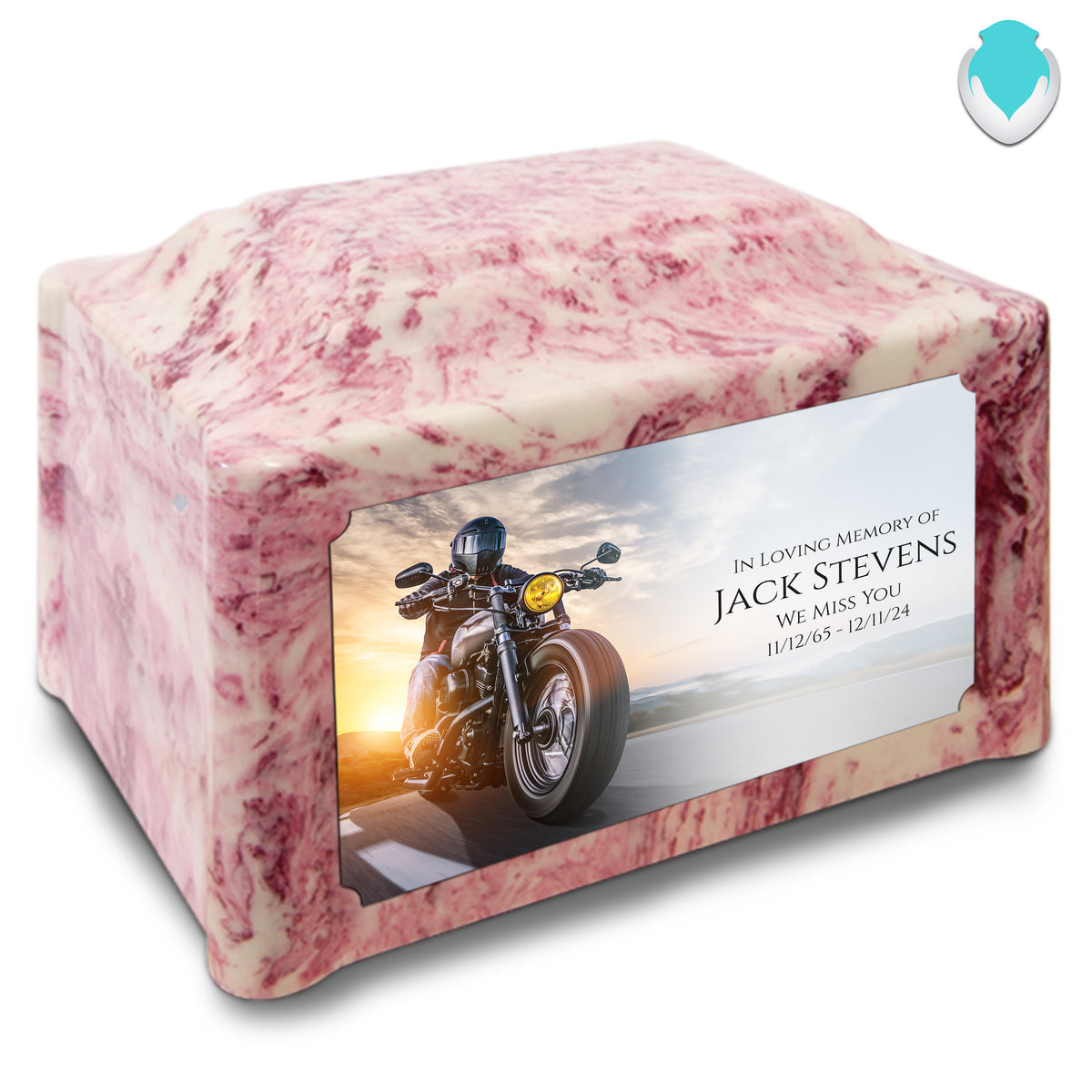 Adult Devotion Custom Printed Motorcycle Cultured Marble Urns for Ashes