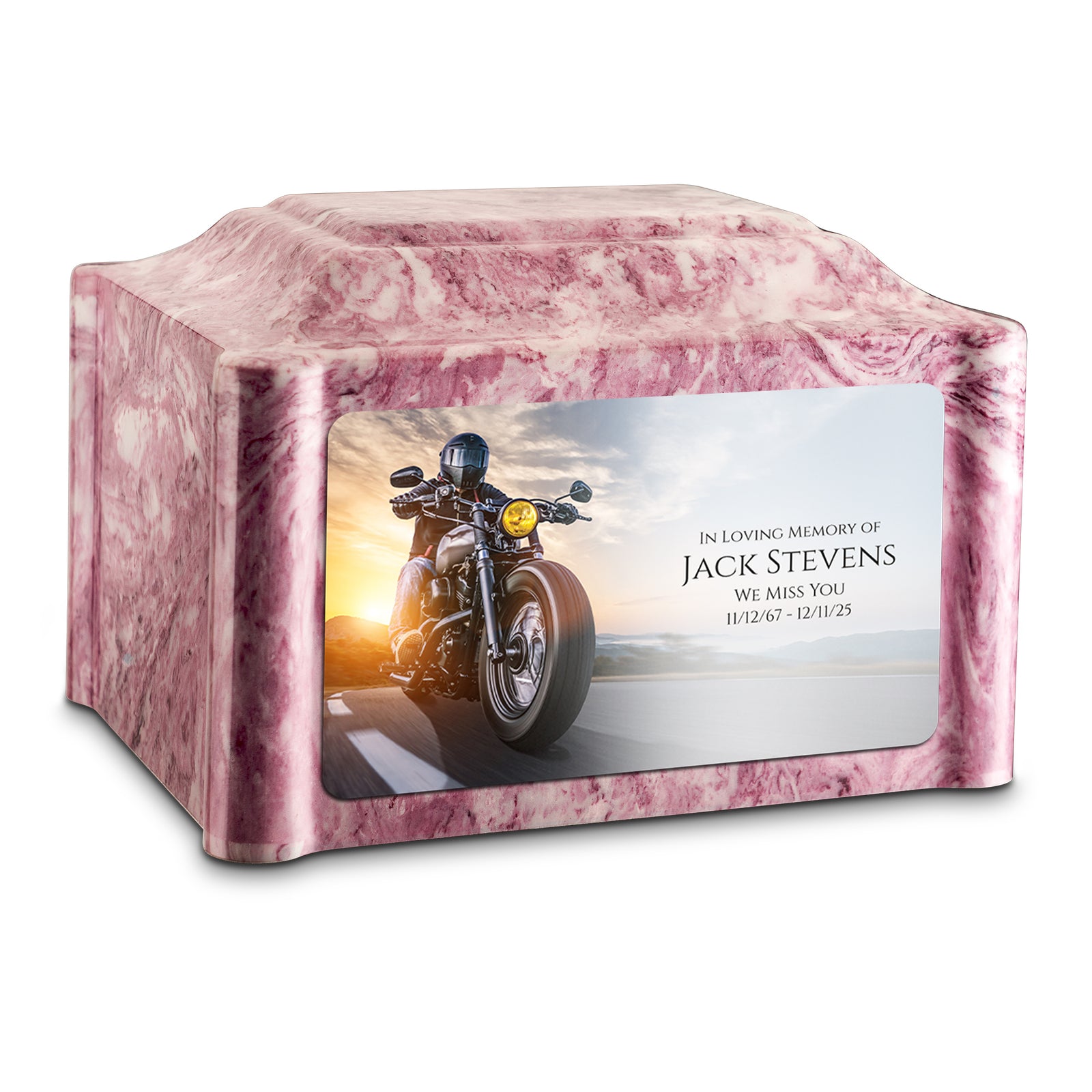 Adult Devotion Custom Printed Motorcycle Cultured Marble Urns for Ashes
