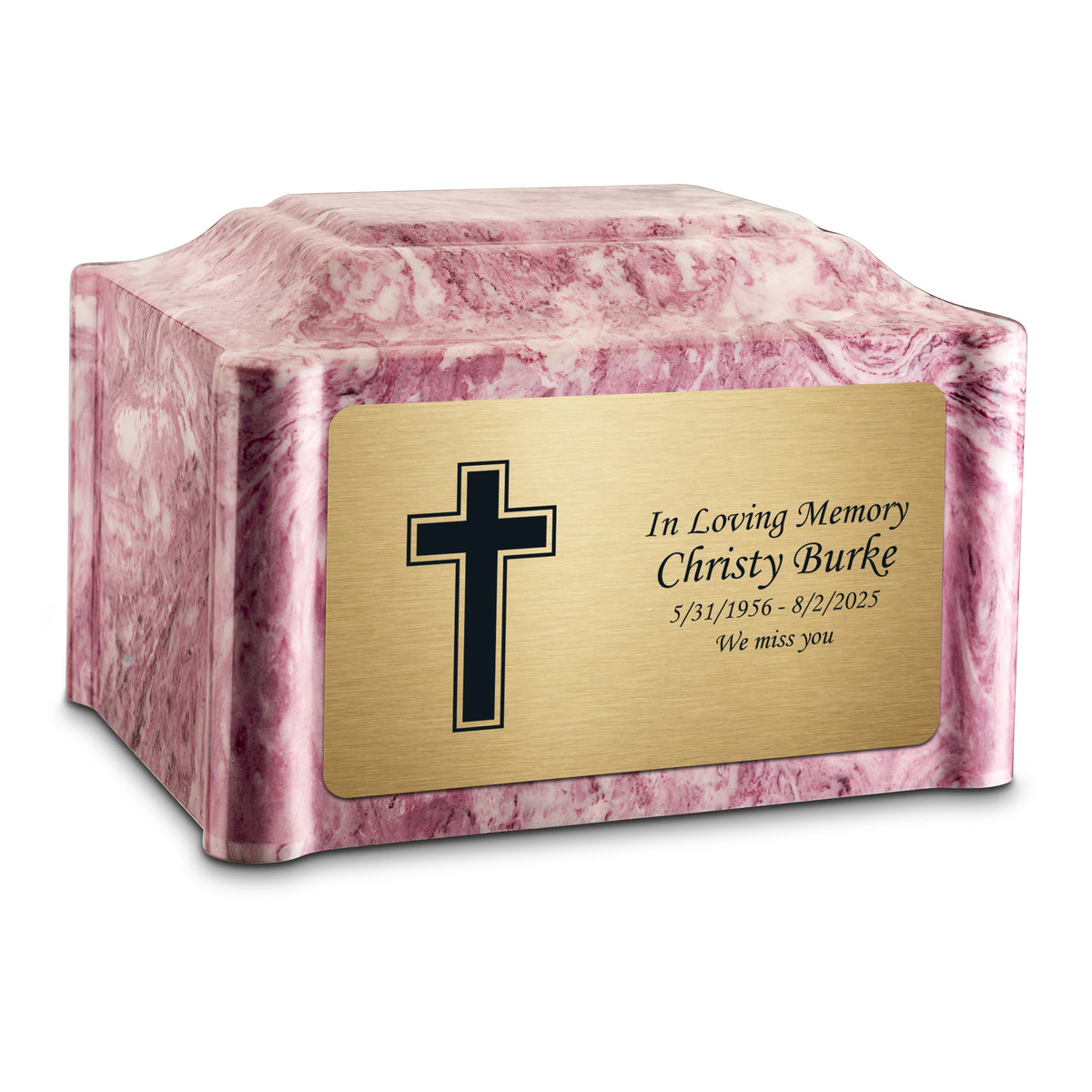 Adult Devotion Simple Cross Wild Rose Cultured Marble Urns for Ashes