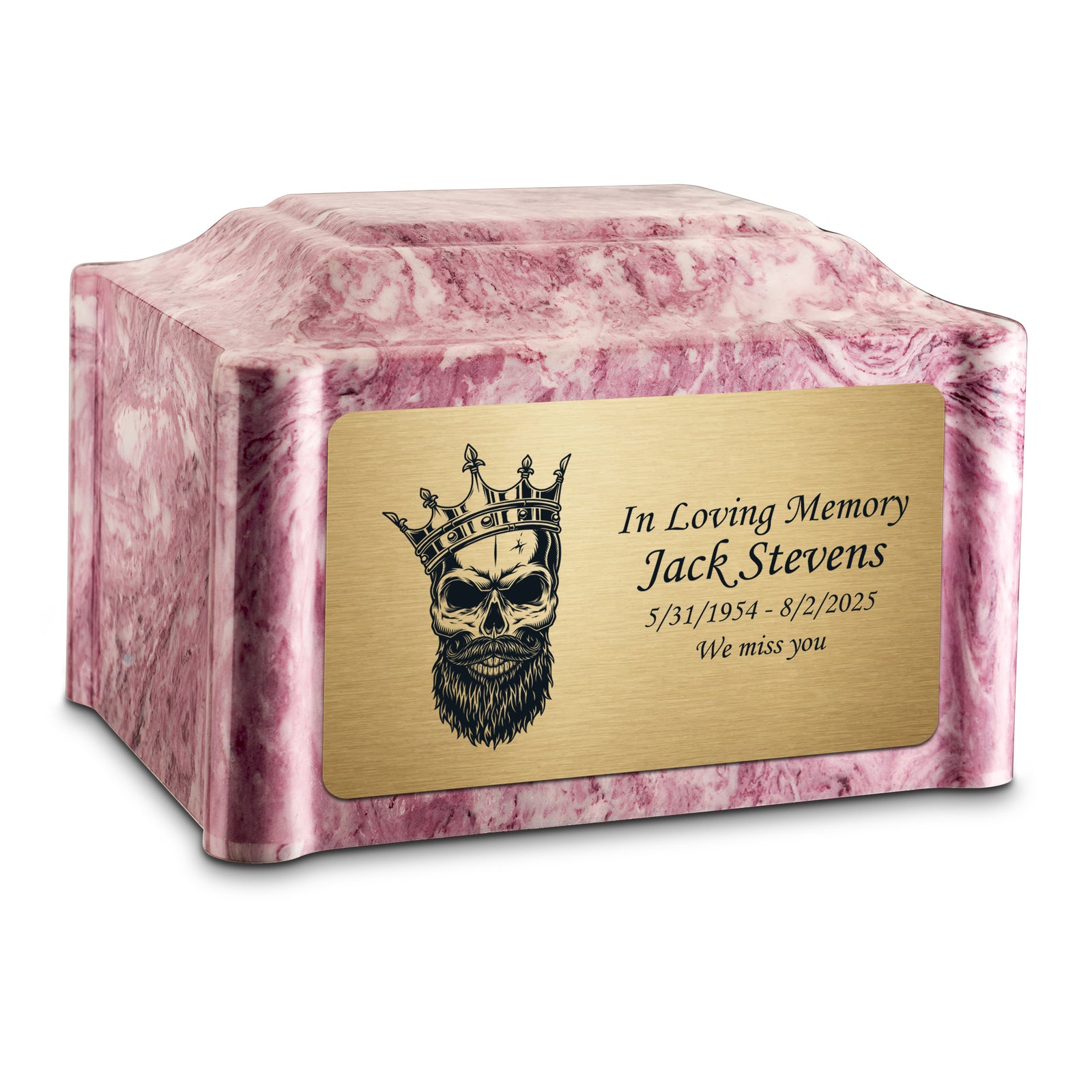 Adult Devotion Skull Wild Rose Cultured Marble Urns for Ashes