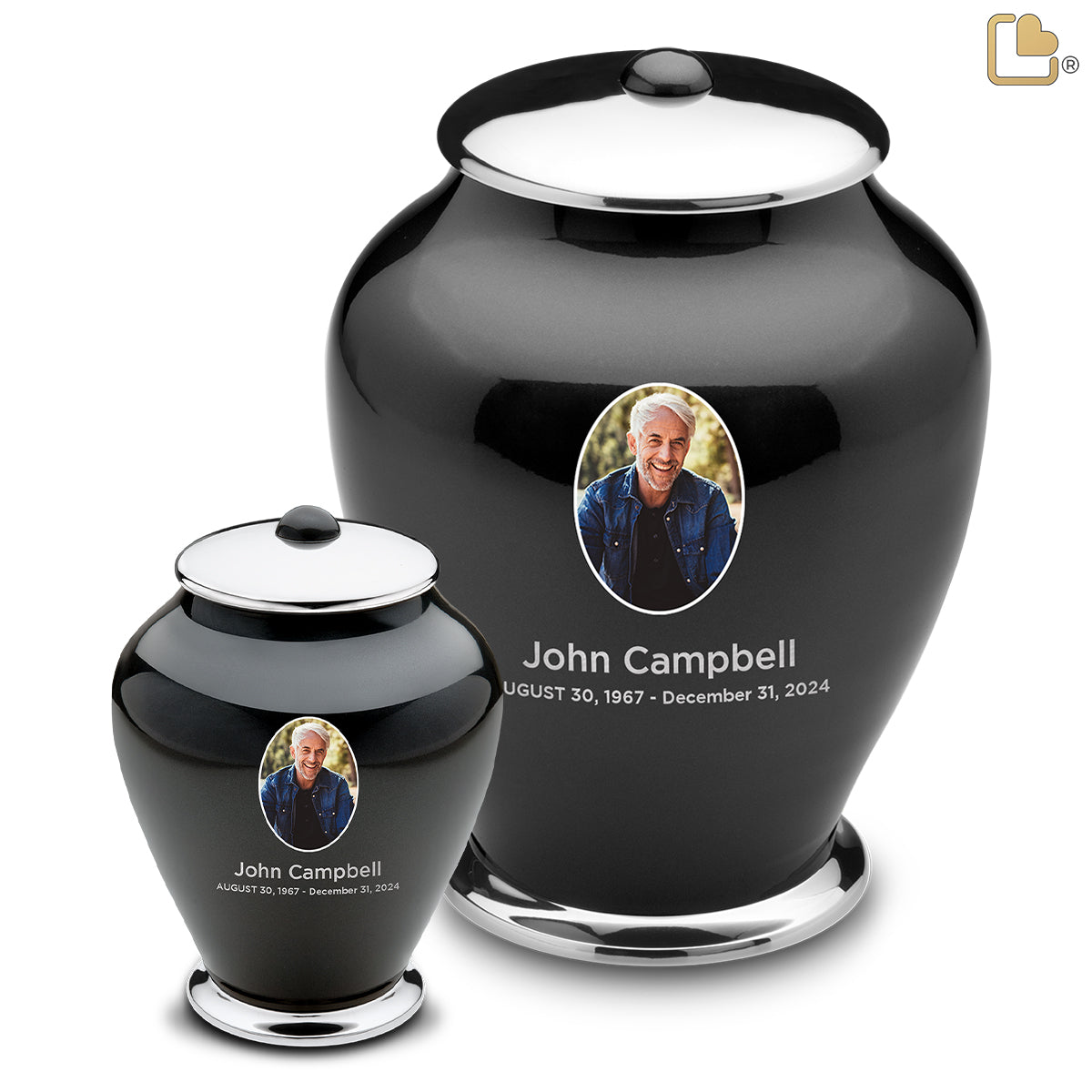 Medium Tall Simplicity Portrait Midnight Cremation Urn - COMFORT by LoveUrns