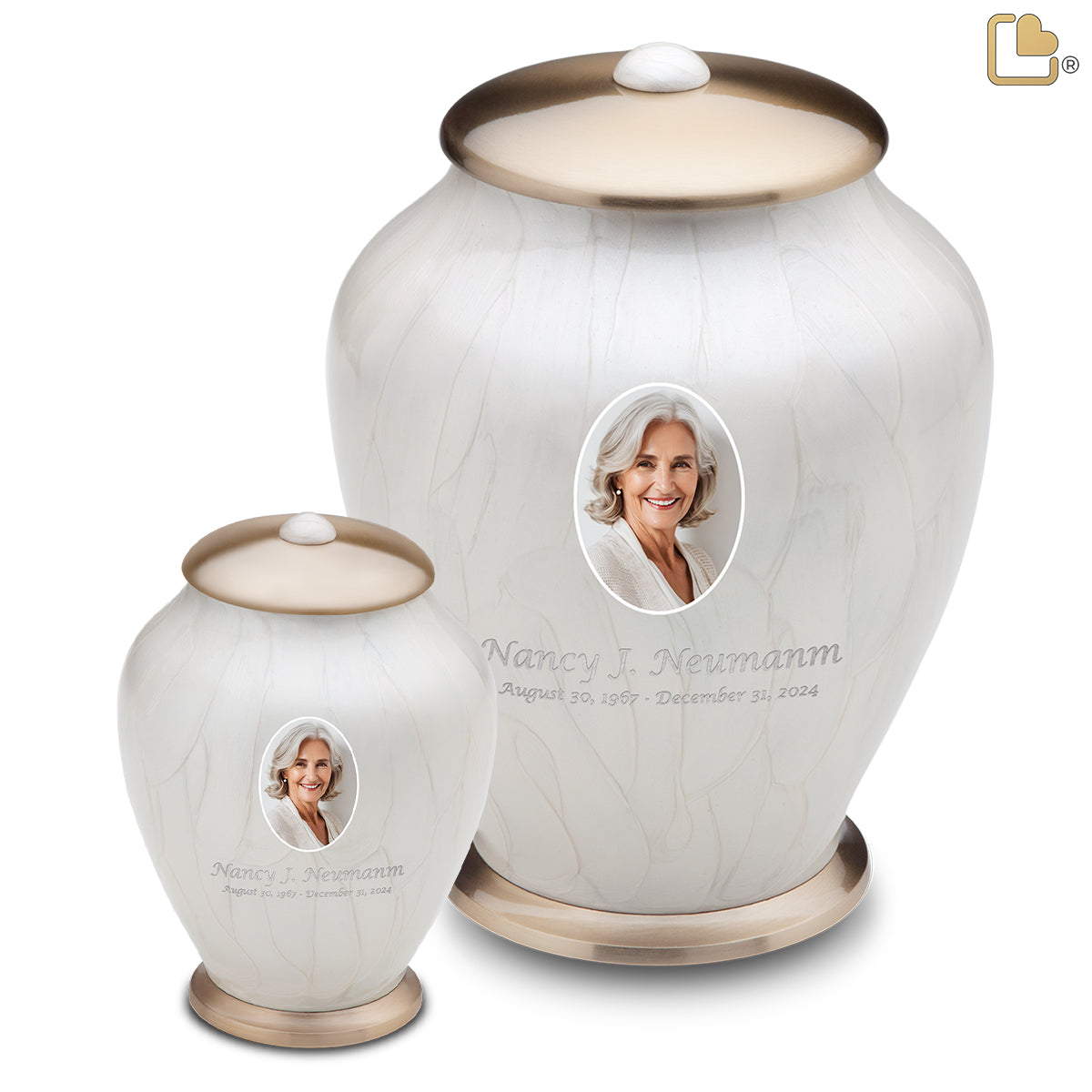 Adult Tall Simplicity Portrait Pearl Cremation Urn - COMFORT by LoveUrns