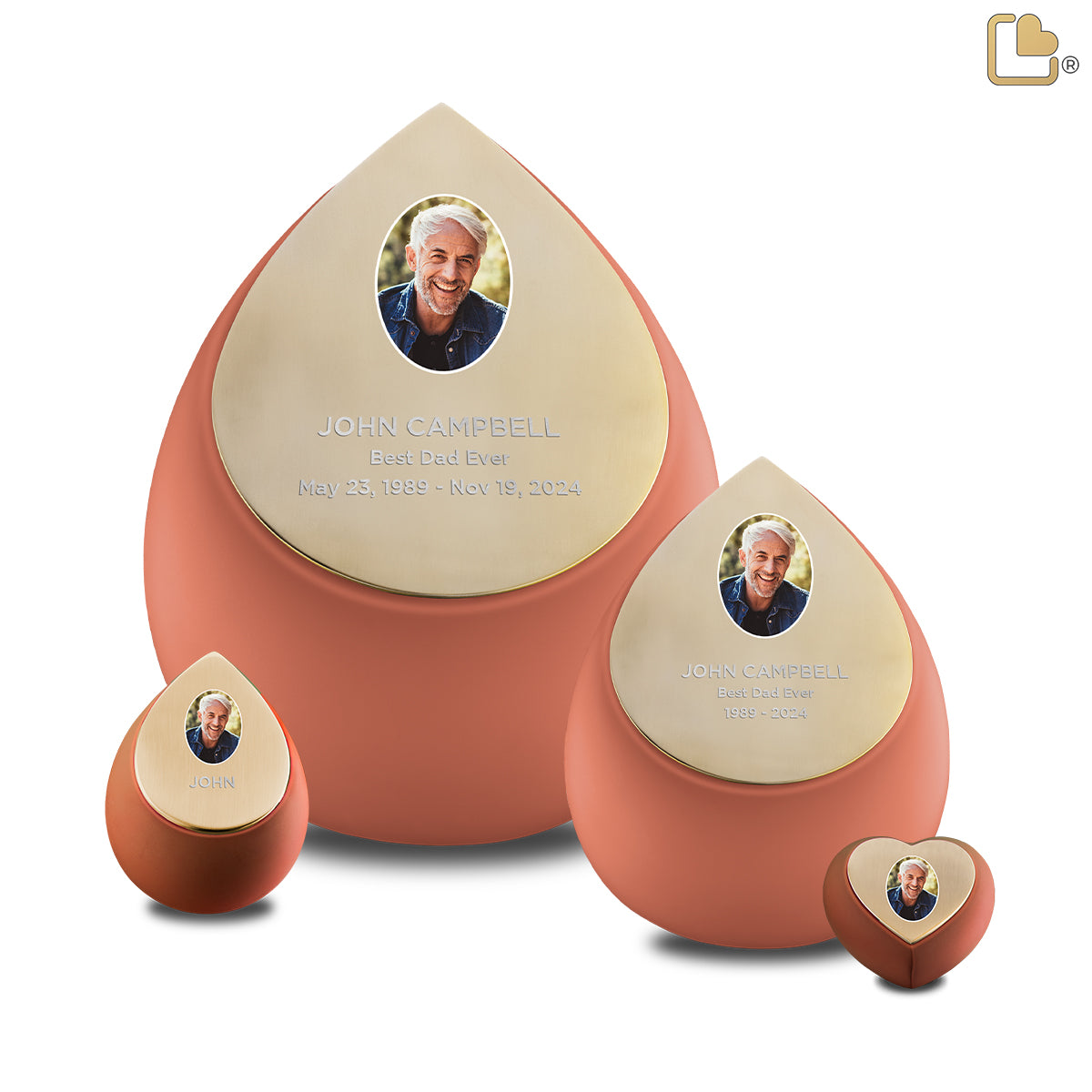 Drop Keepsake Portrait Urn Terracotta & Brushed Gold