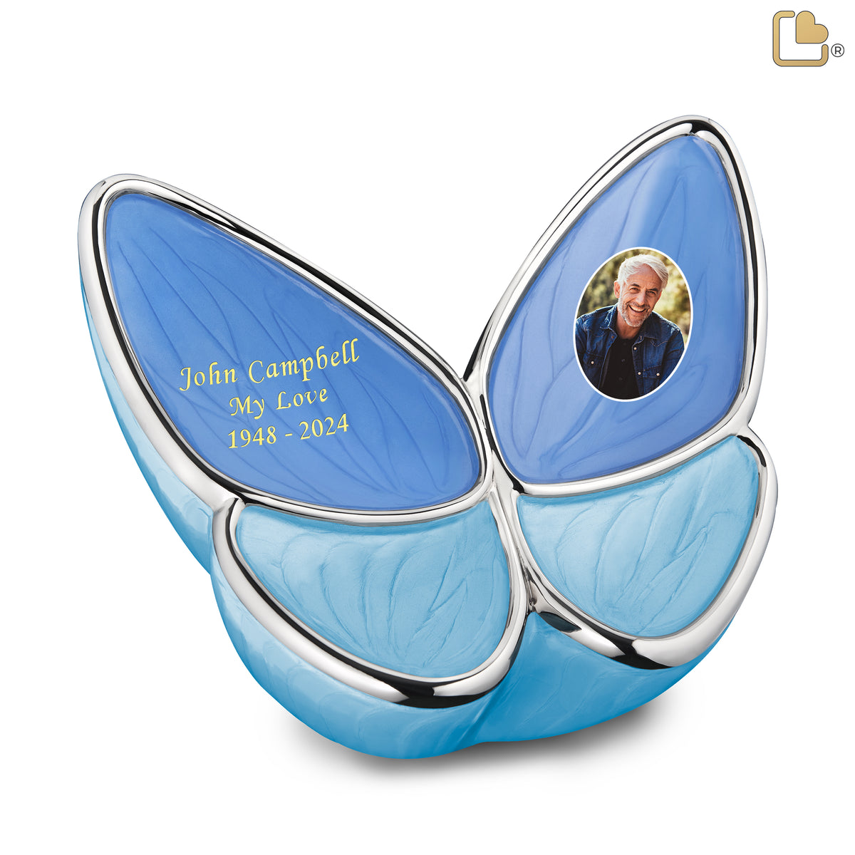 Adult Wings of Hope Portrait Butterfly Blue Cremation Urn