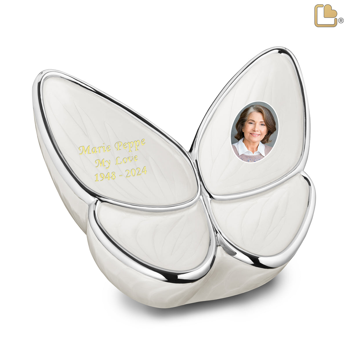 Adult Wings of Hope Portrait Butterfly Pearl Cremation Urn