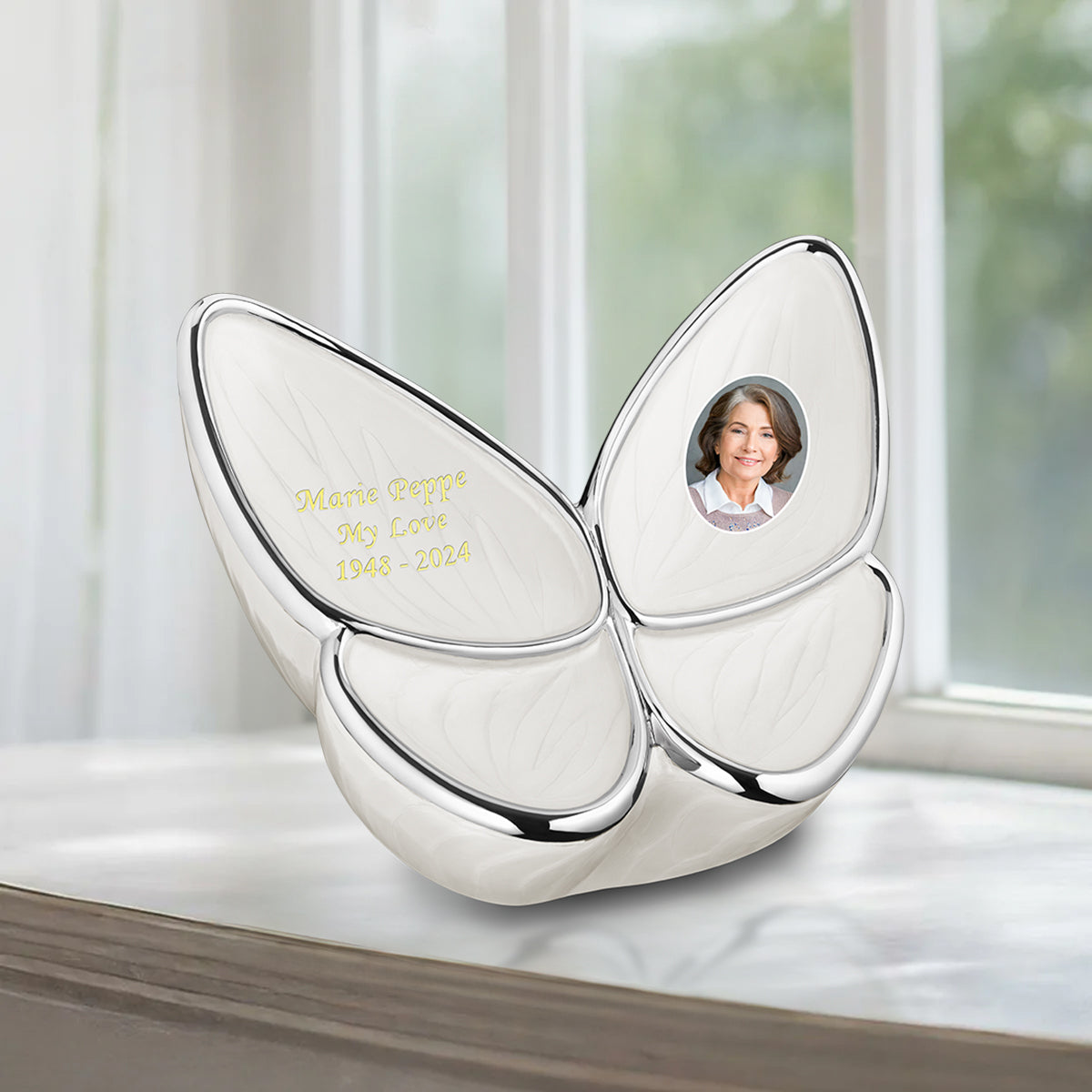 Adult Wings of Hope Portrait Butterfly Pearl Cremation Urn