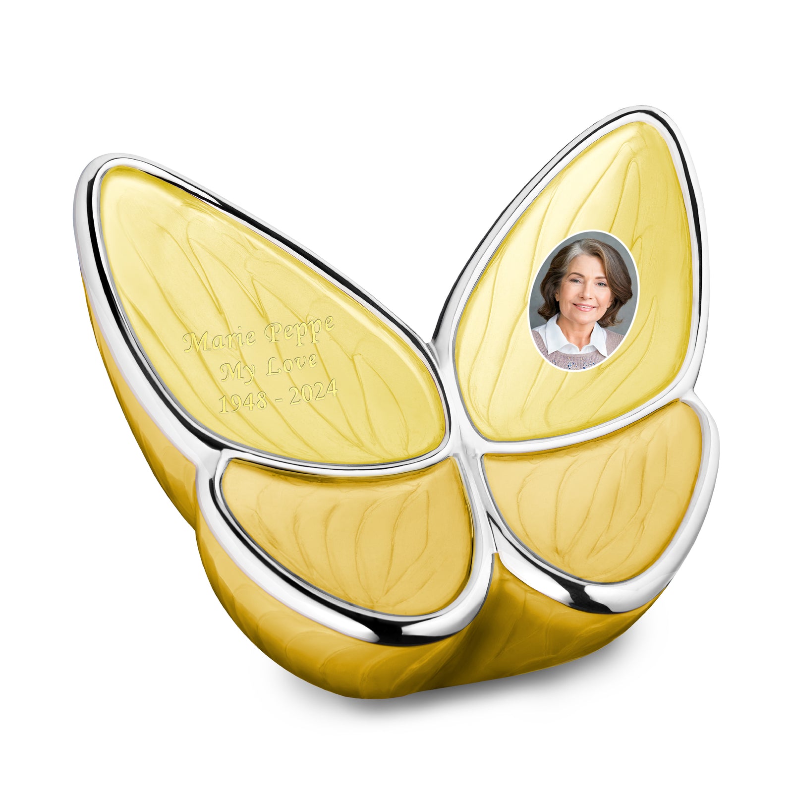 Adult Wings of Hope Portrait Butterfly Pearl Yellow Cremation Urn