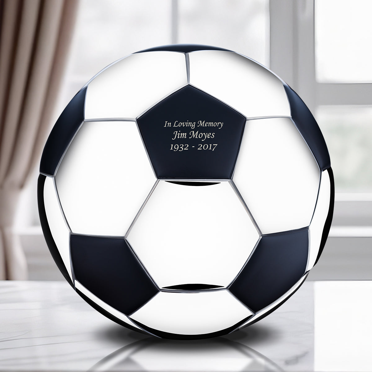 LoveUrns Football Standard Adult Urn Matt Black & Pol Silver