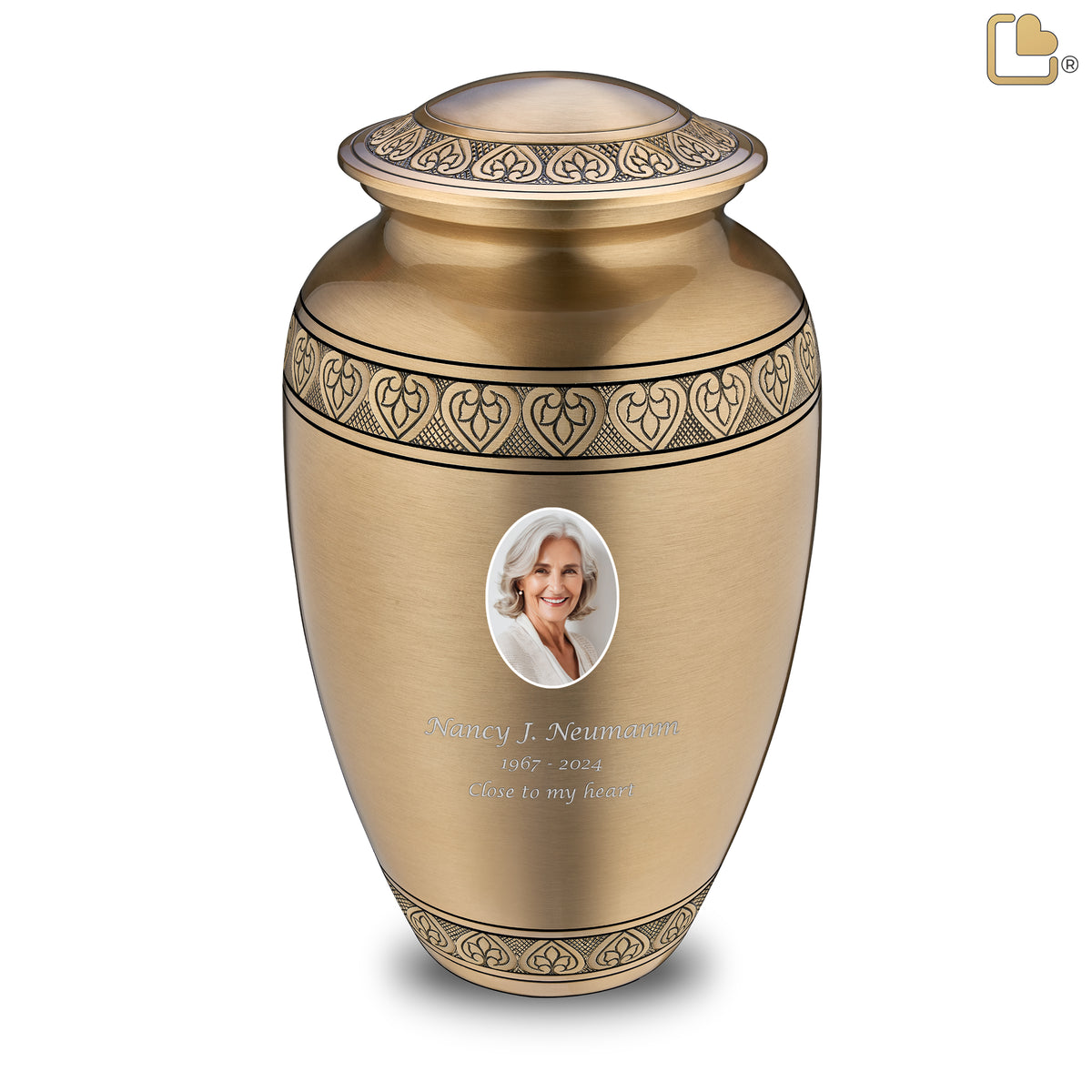Adult Classic Gold Portrait Cremation Urn - COMFORT by LoveUrns
