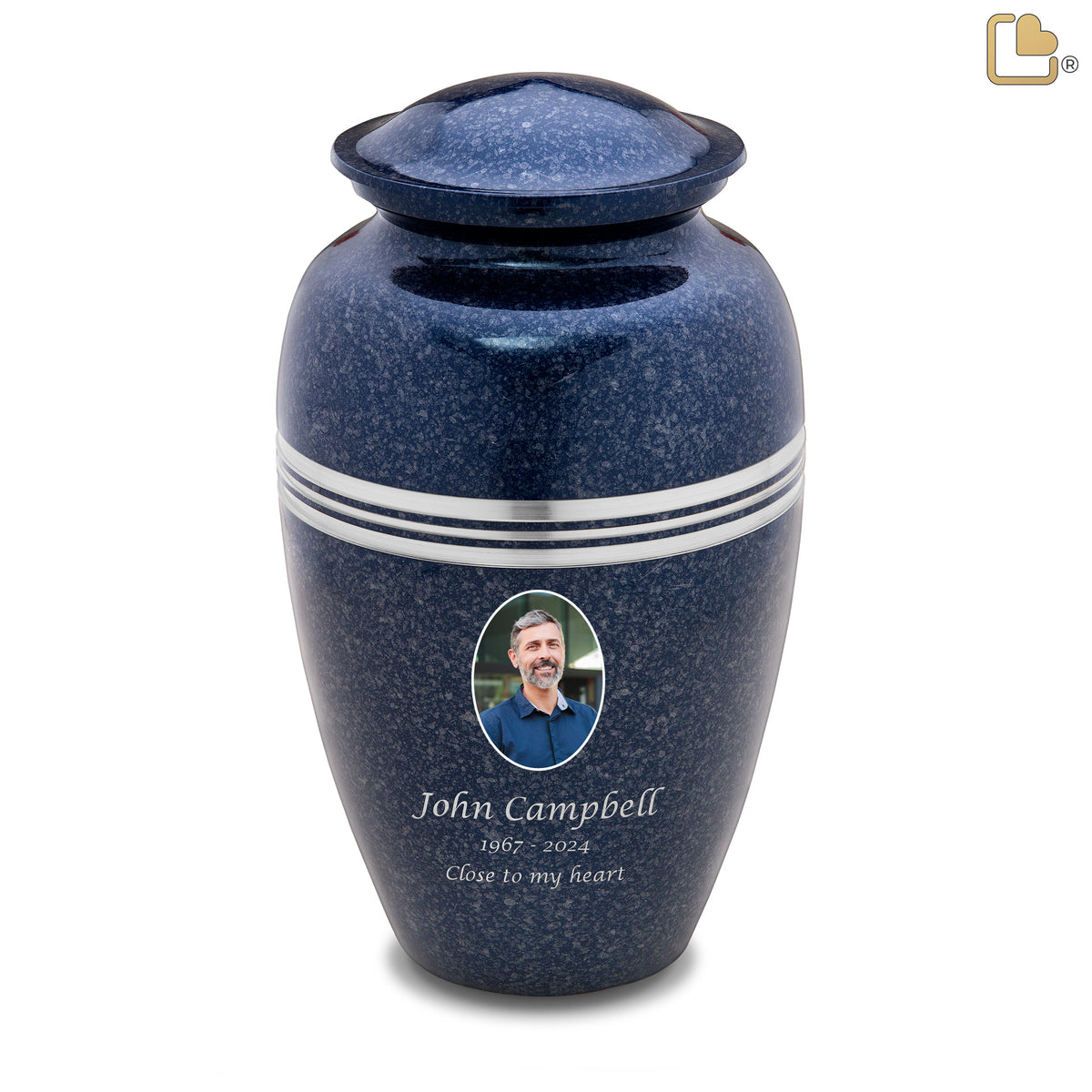 Adult Speckled Indigo Portrait Cremation Urn