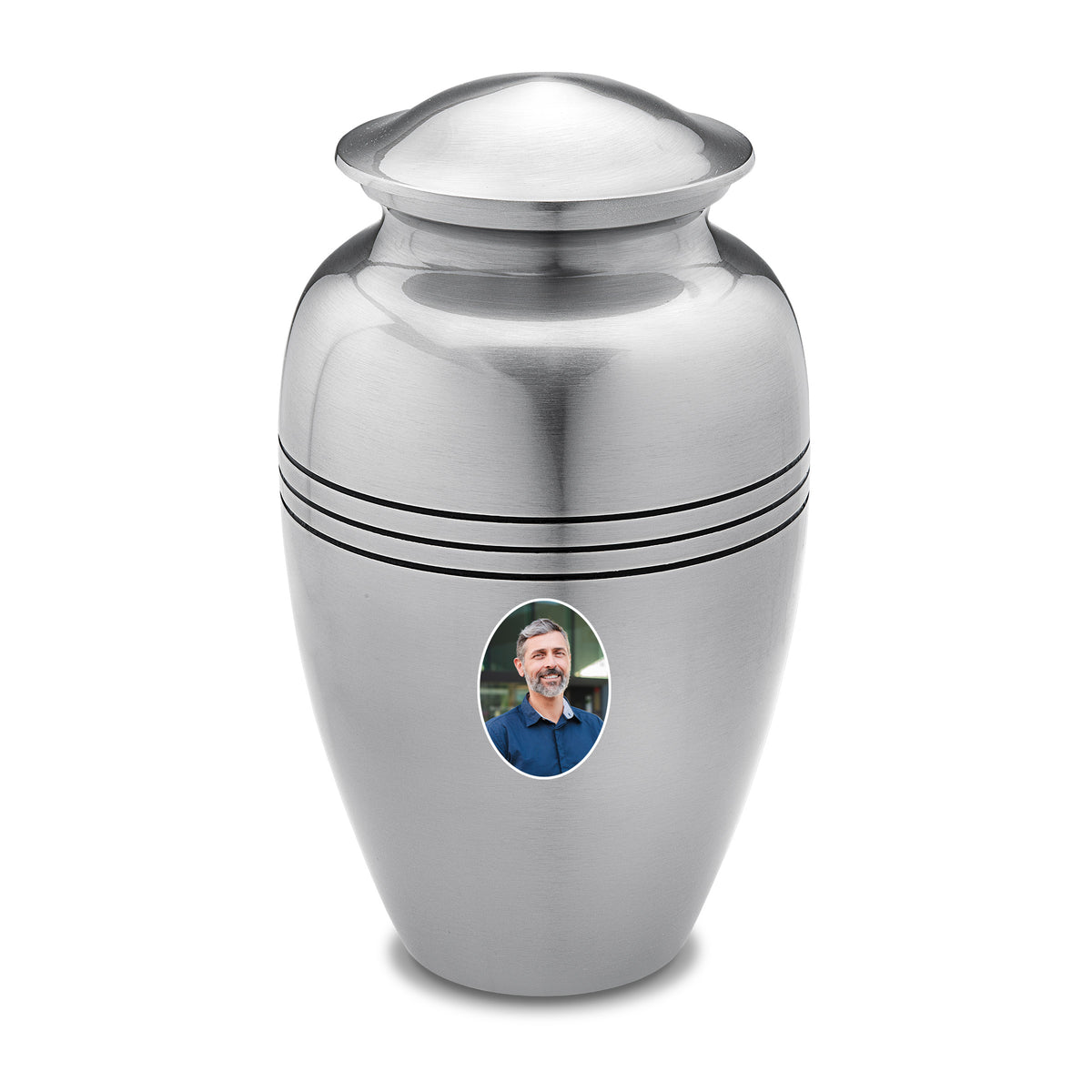 Adult Radiance Pewter Portrait Cremation Urn - COMFORT by LoveUrns