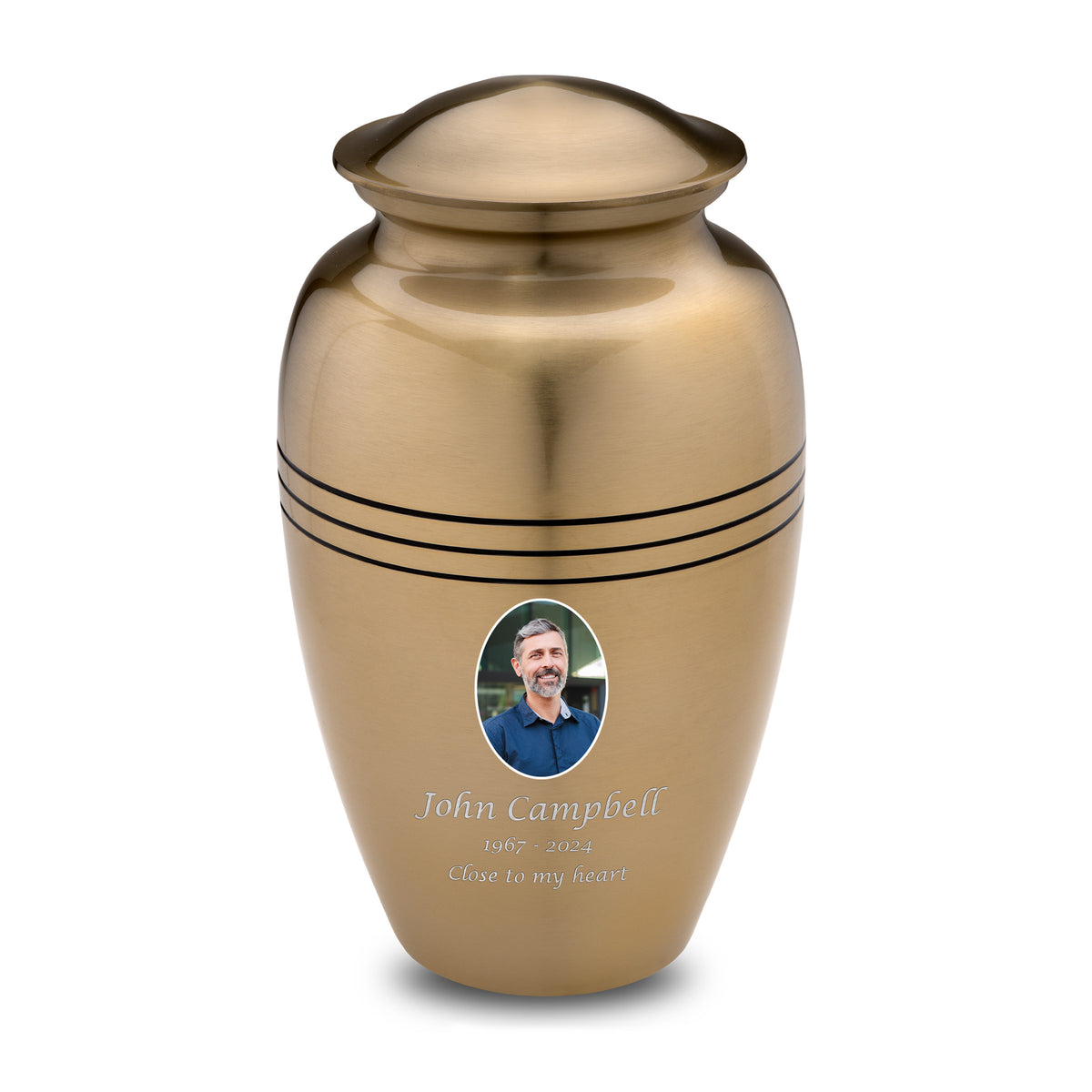 Adult Radiance Gold Portrait Cremation Urn - COMFORT by LoveUrns