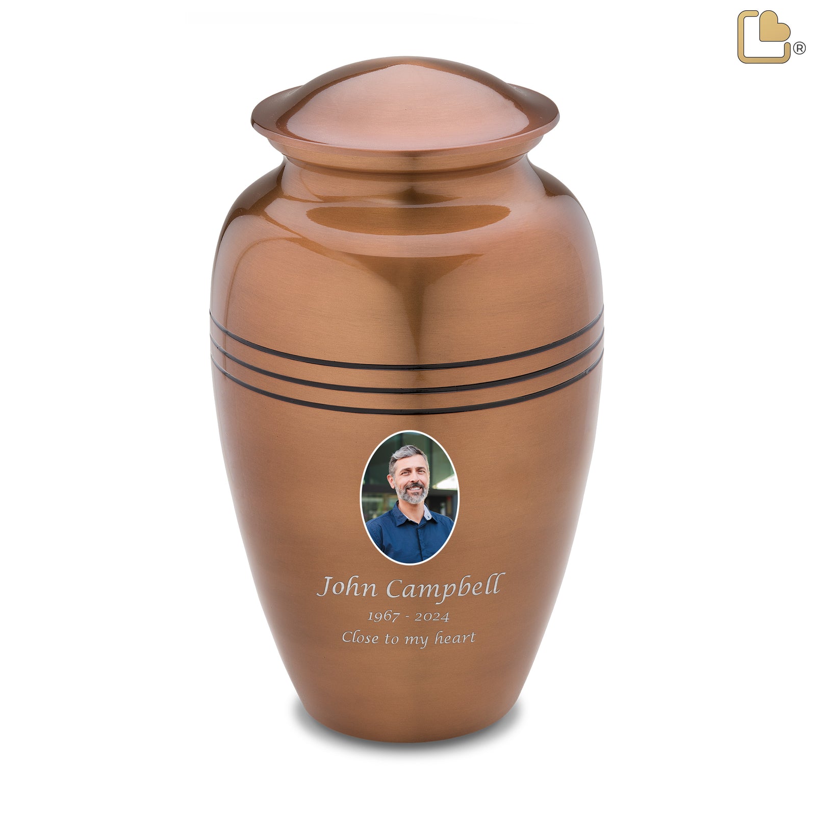 Adult Radiance Copper Portrait Cremation Urn - COMFORT by LoveUrns